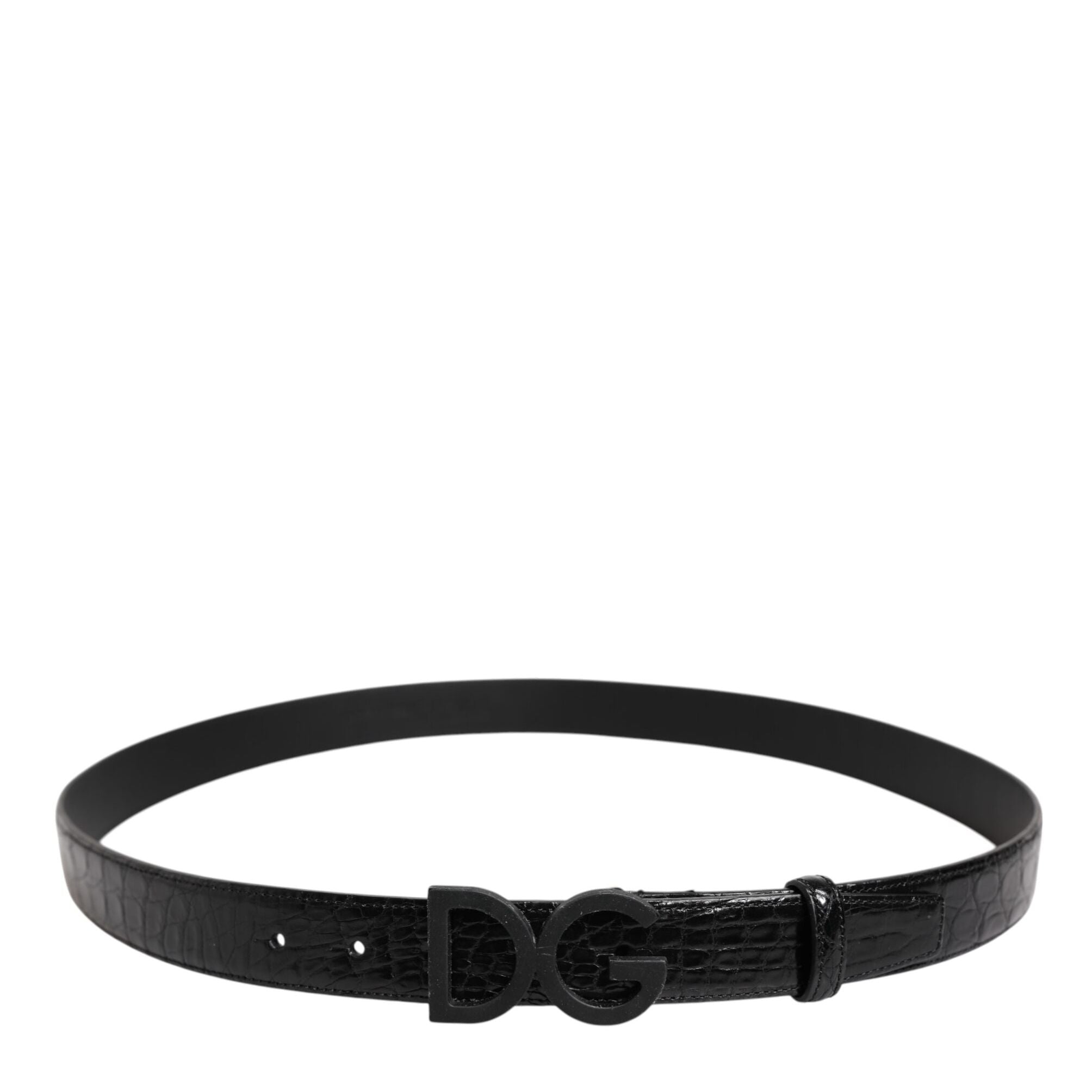 Dolce & Gabbana Black Leather Classic Metal DG Buckle Belt