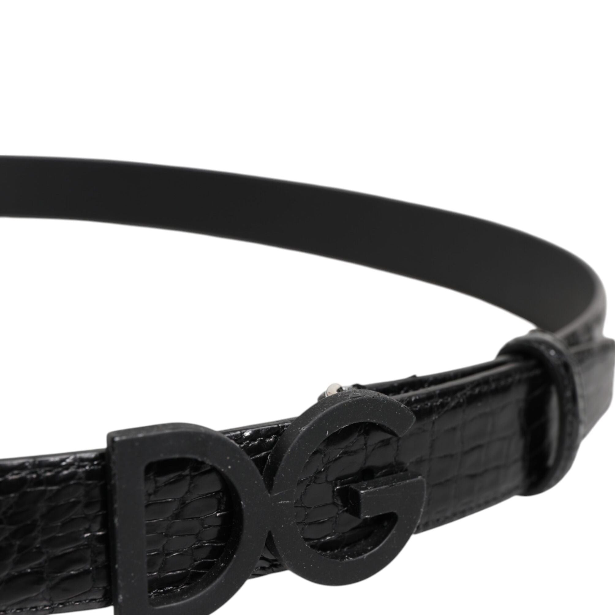 Dolce & Gabbana Black Leather Classic Metal DG Buckle Belt