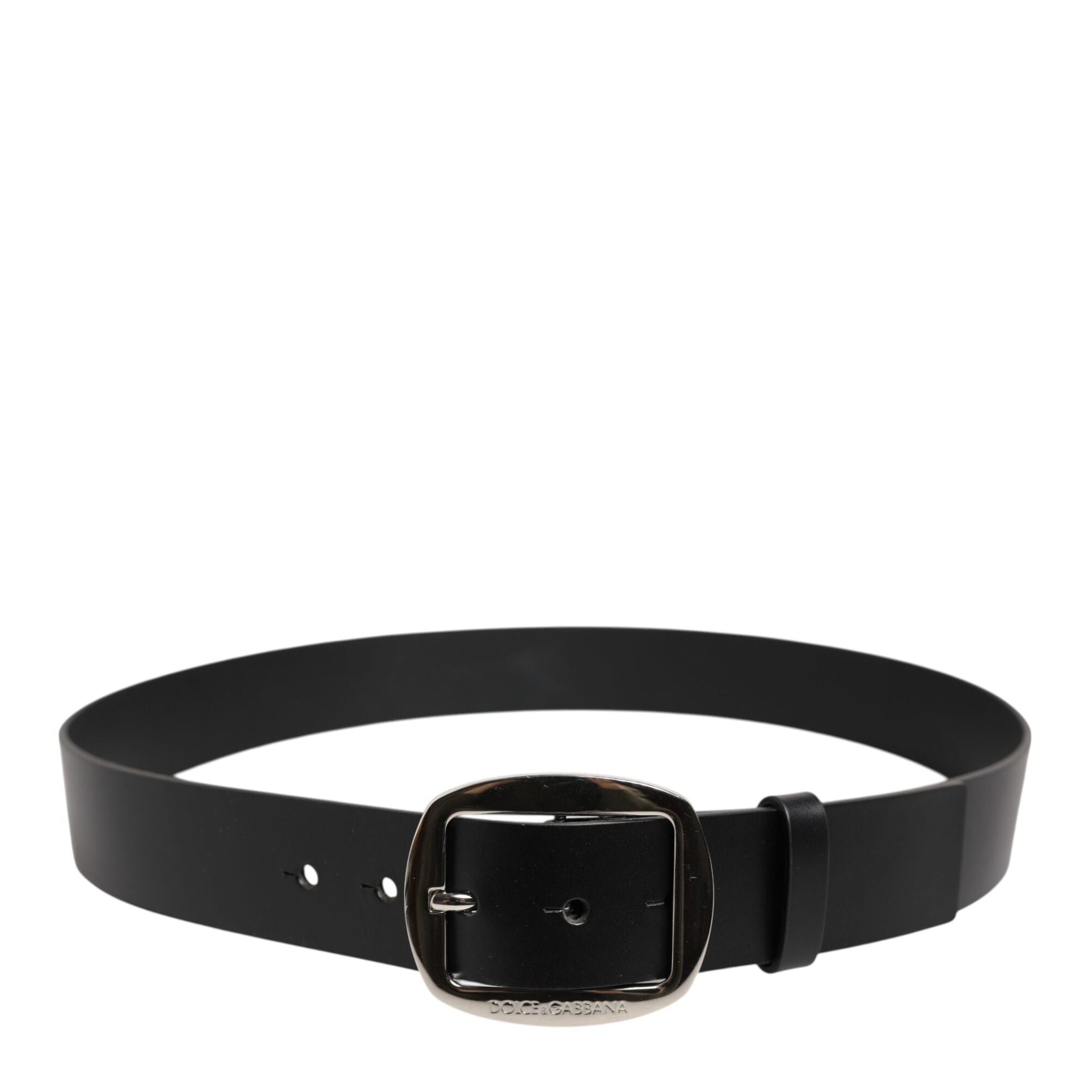 Dolce & Gabbana Black Leather Classic Metal Buckle Belt