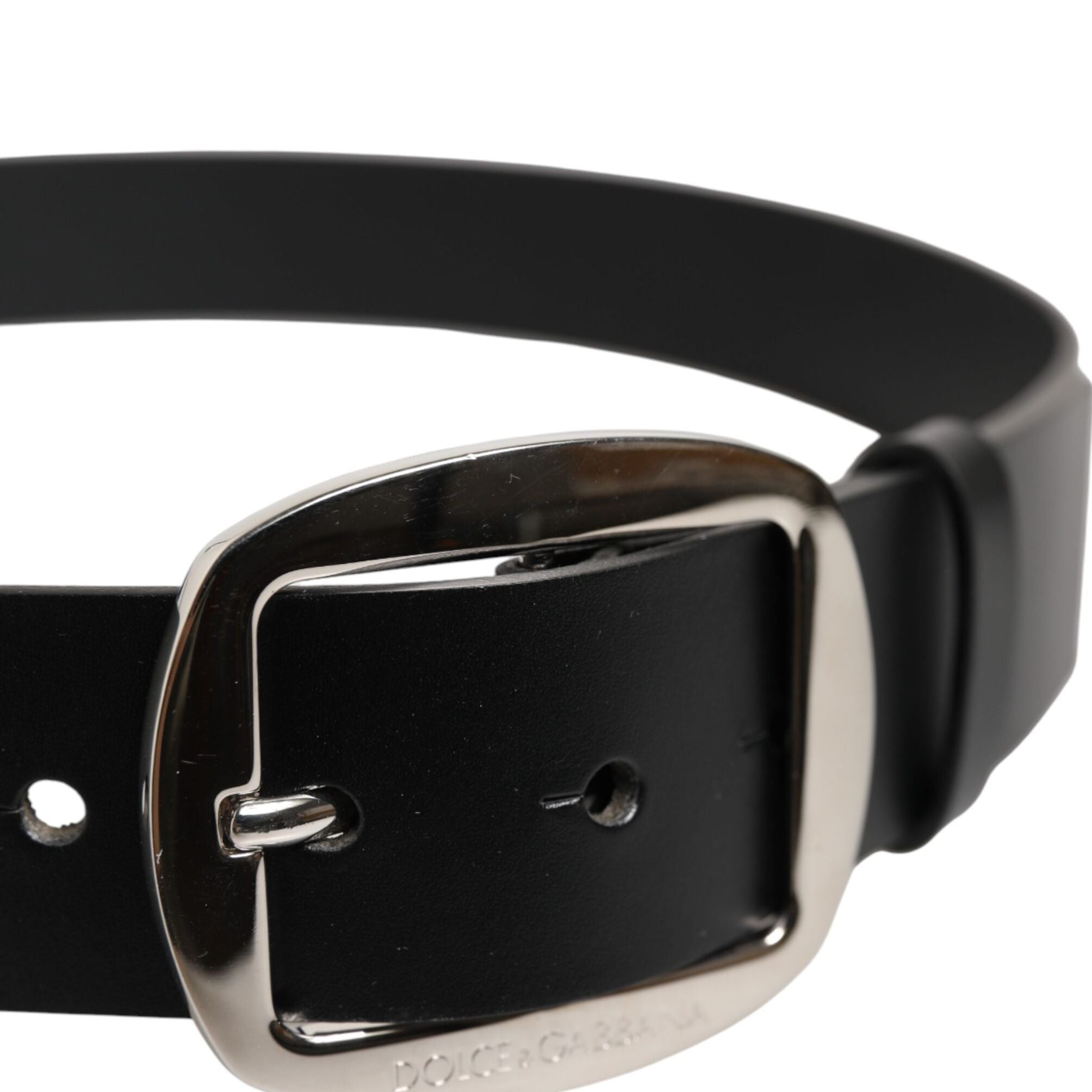 Dolce & Gabbana Black Leather Classic Metal Buckle Belt