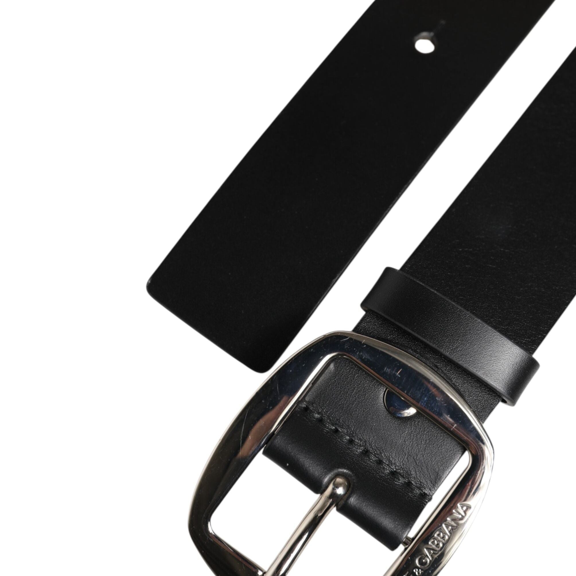 Dolce & Gabbana Black Leather Classic Metal Buckle Belt
