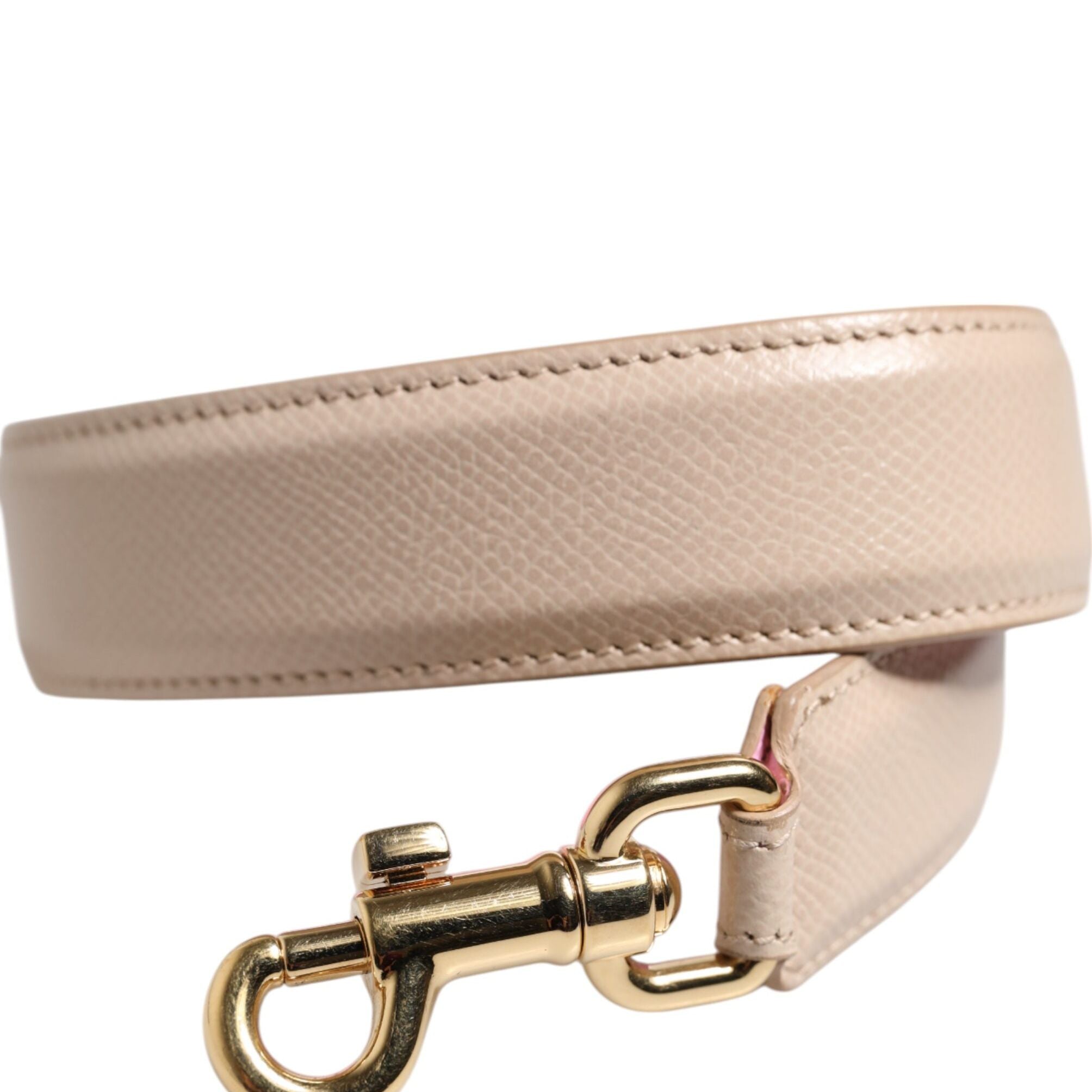 Dolce & Gabbana Beige Pink Leather Handbag Accessory Shoulder Strap