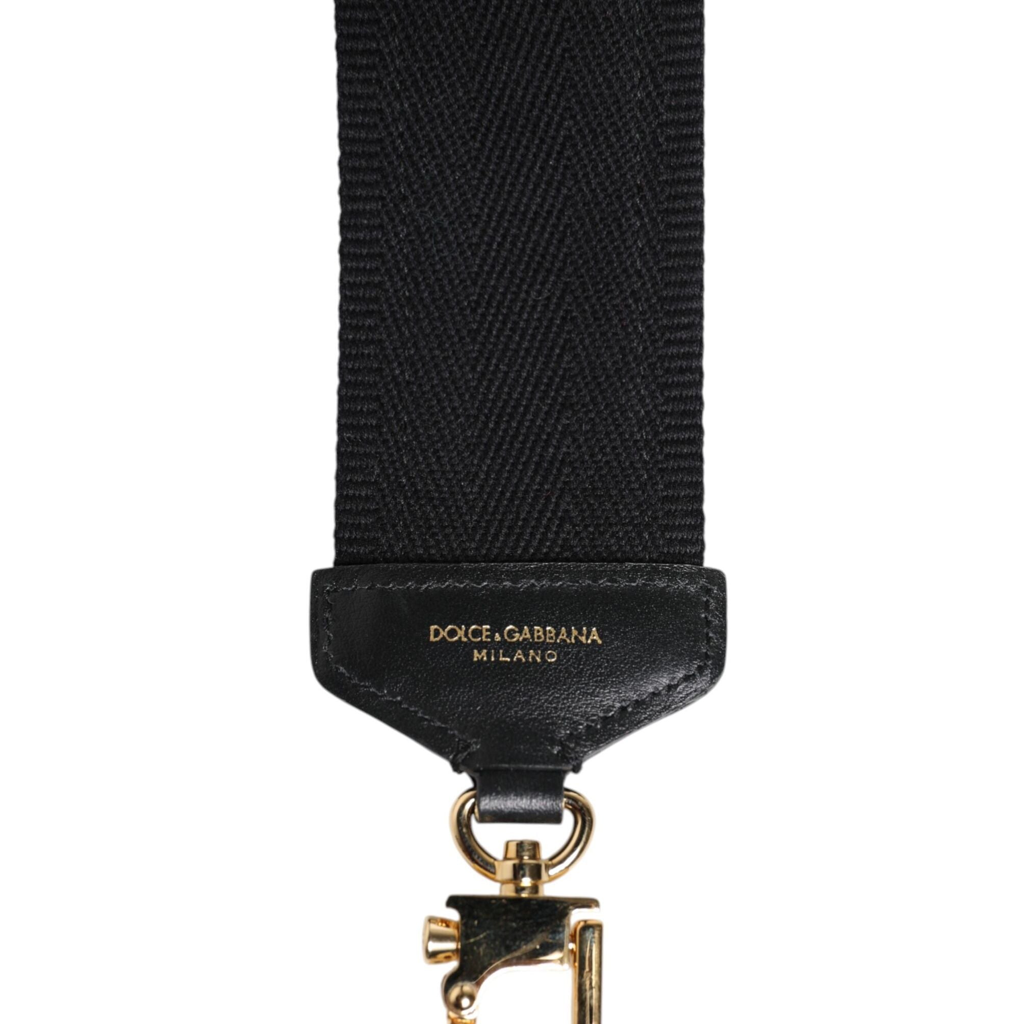 Dolce & Gabbana Black Cotton Printed Women Bag Accessory Shoulder Strap