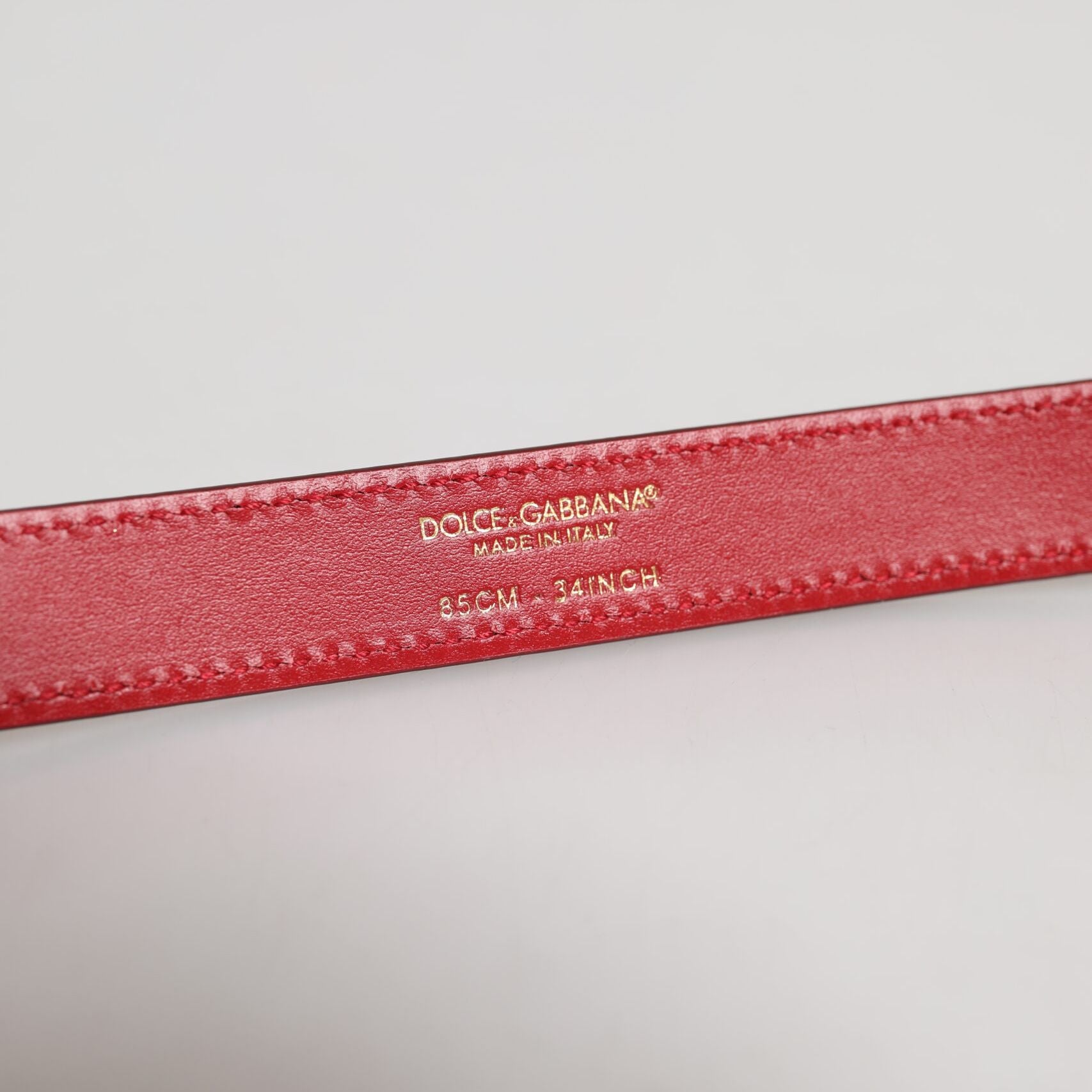 Dolce & Gabbana Red Logo Engraved Metal Waist Buckle Belt
