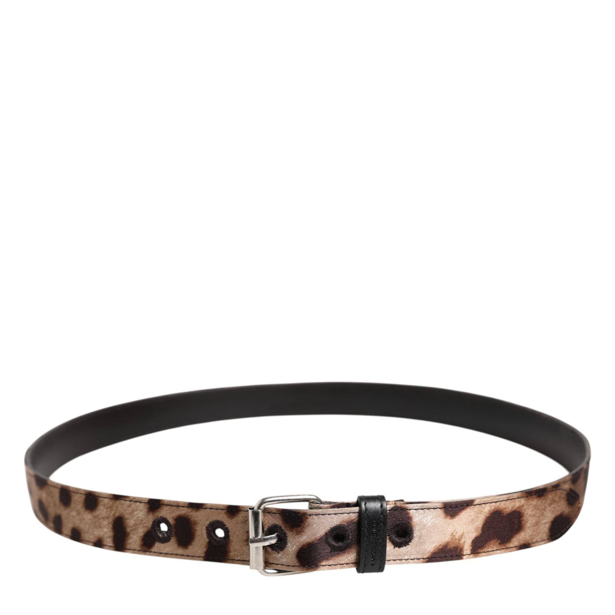 Dolce & Gabbana Brown Leopard Silver Metal Buckle Belt