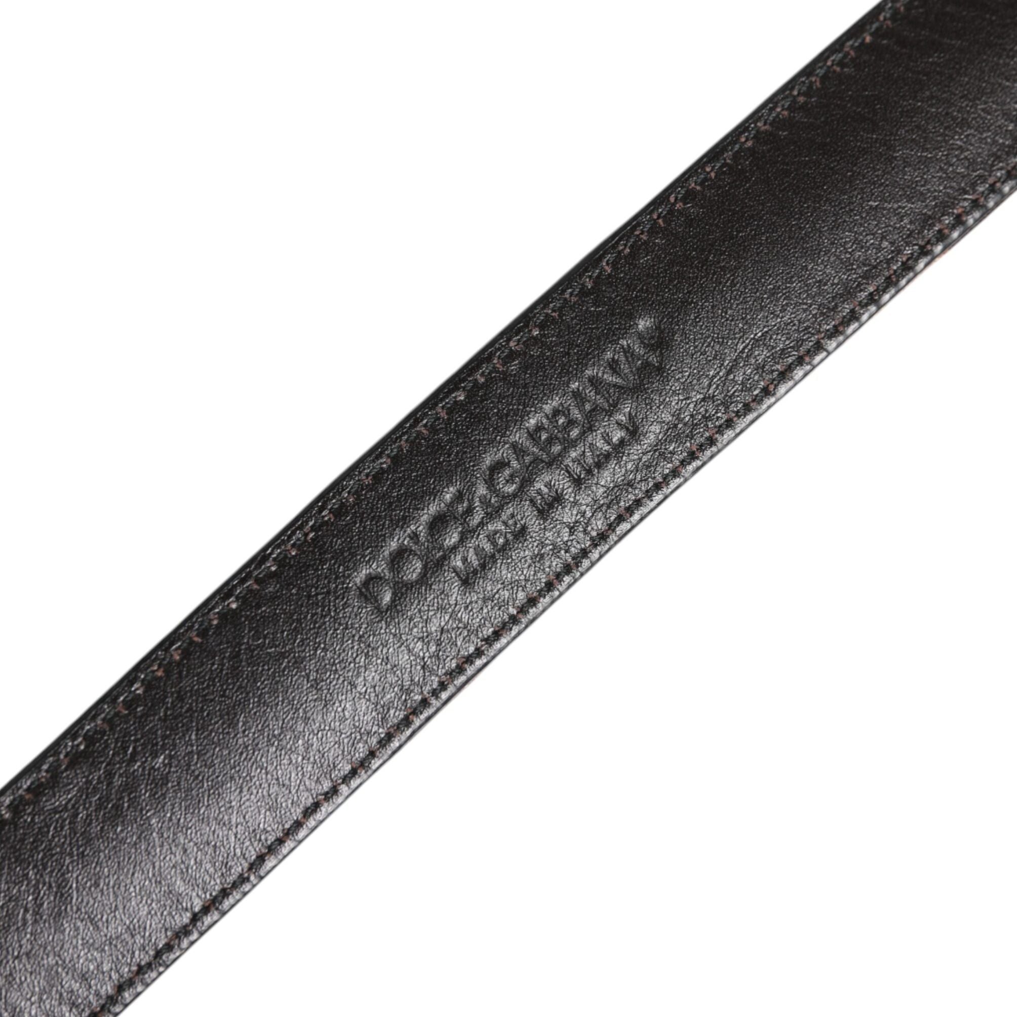 Dolce & Gabbana Brown Leopard Silver Metal Buckle Belt