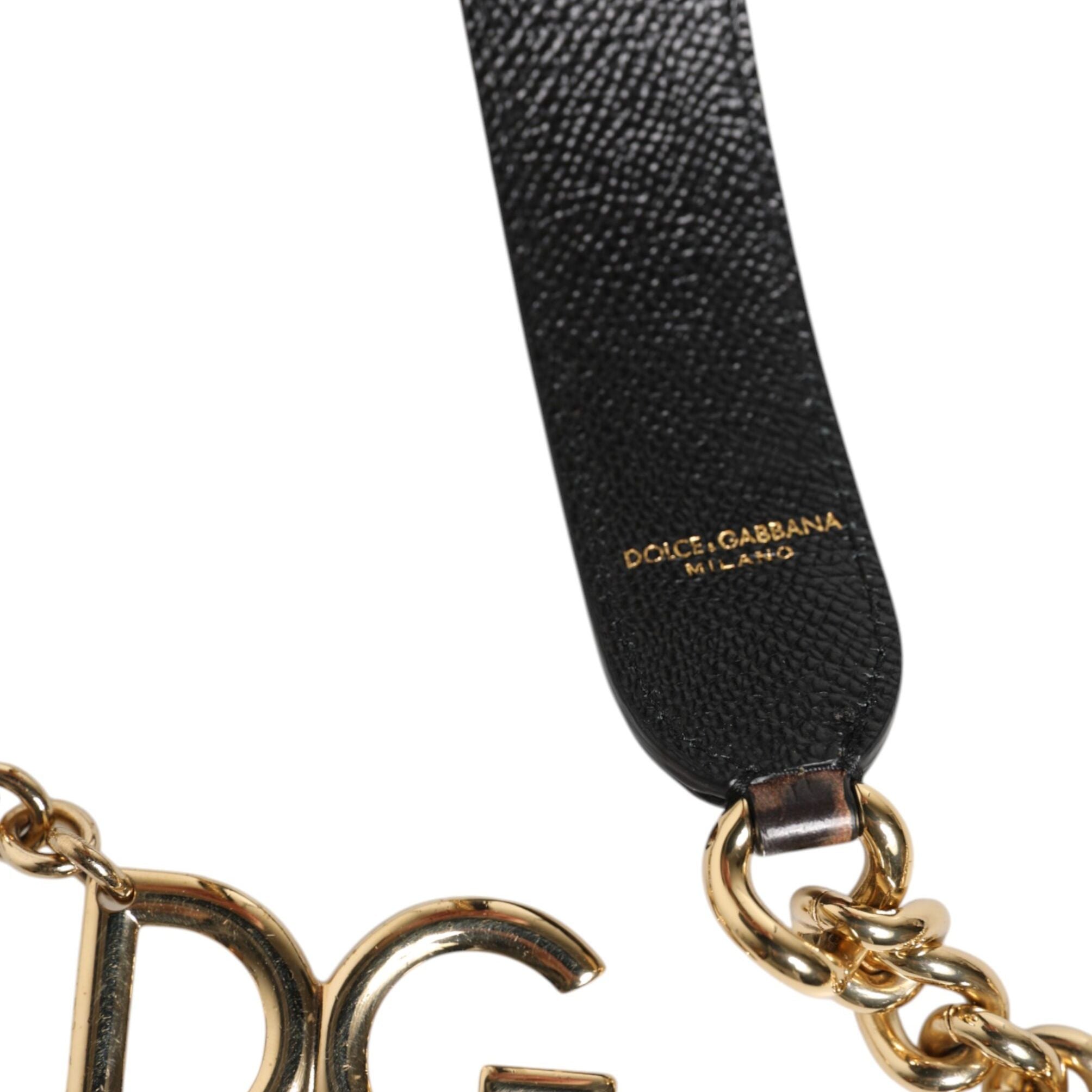 Dolce & Gabbana Brown Leopard Gold Brass Chain Accessory Shoulder Strap