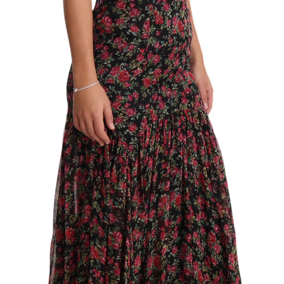 Dolce & Gabbana Black Floral Roses A-Line Shift Gown Dress