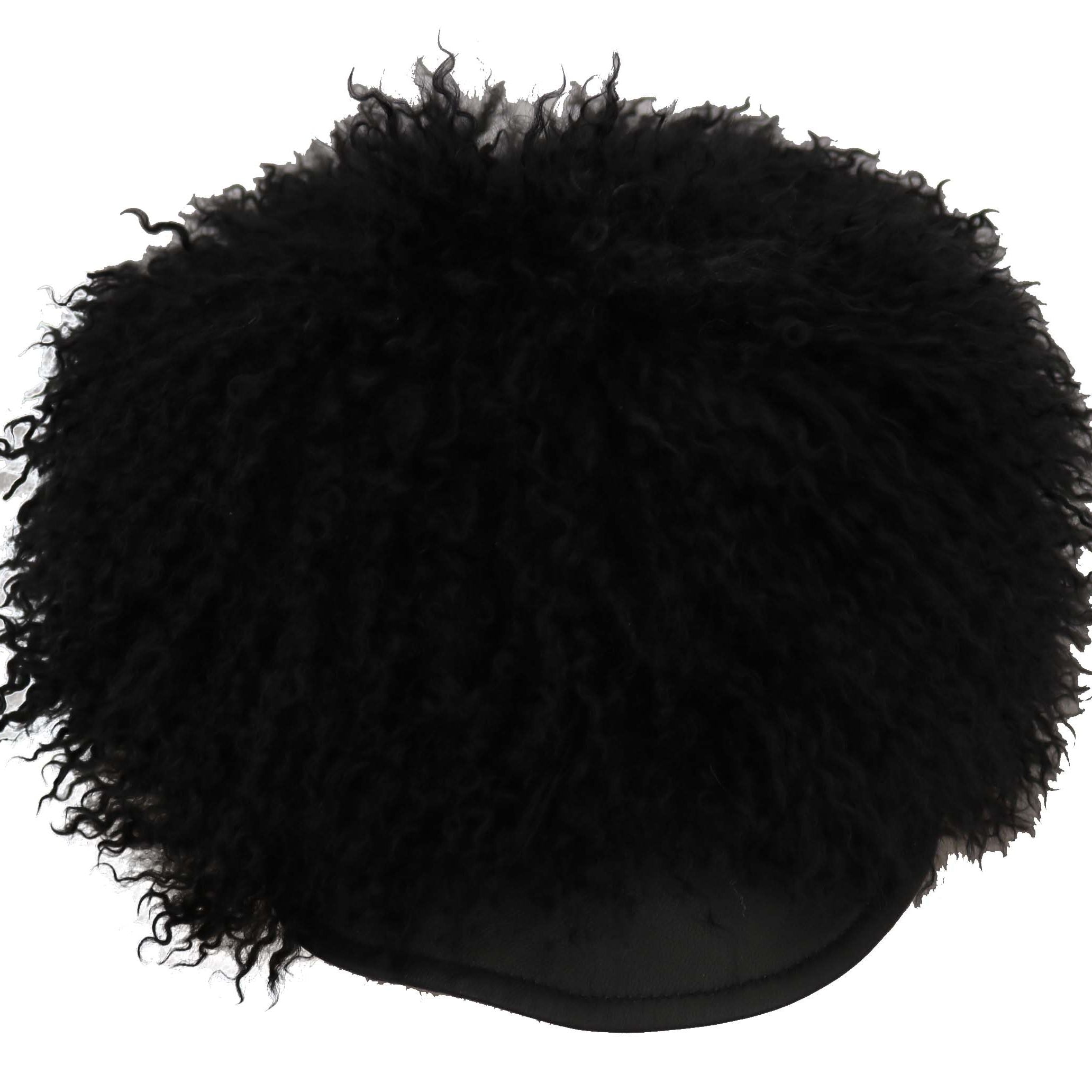 Dolce & Gabbana Black Tibet Lamb Fur Leather Gatsby Hat