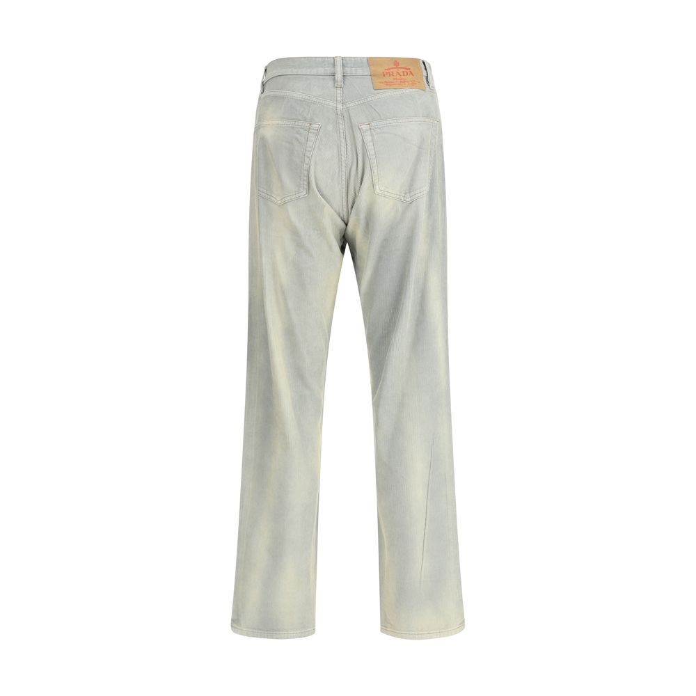 Prada Blue Cotton Casual Pants