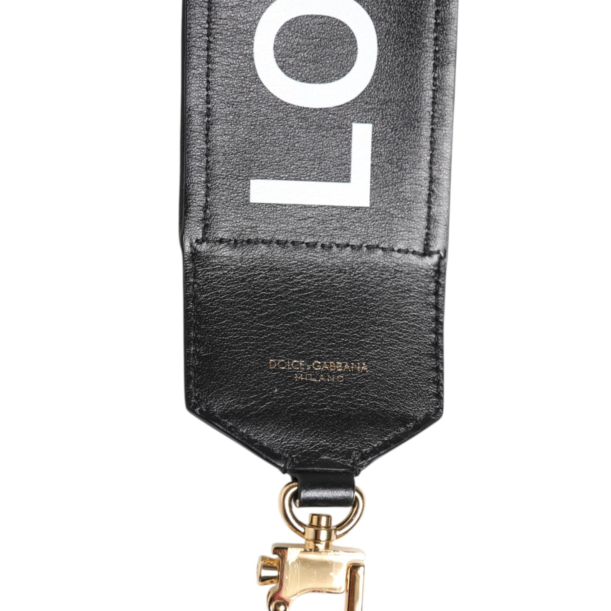 Dolce & Gabbana Black Leopard Print Reversible Bag Shoulder Strap