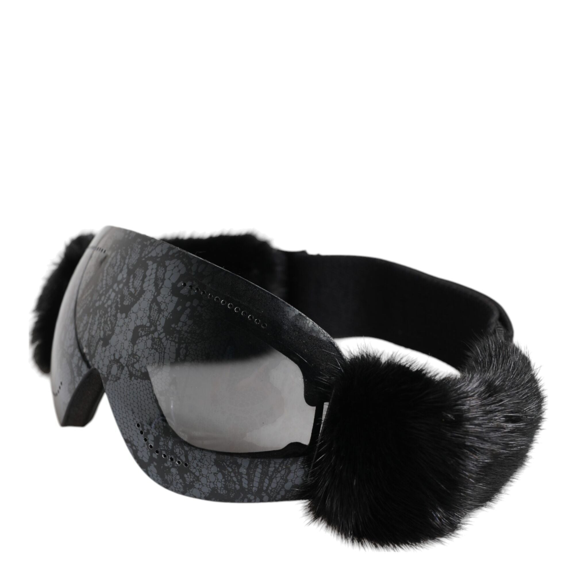Dolce & Gabbana Black Bi0759 Lace Mirrored Ski Goggles Mask Sunglasses