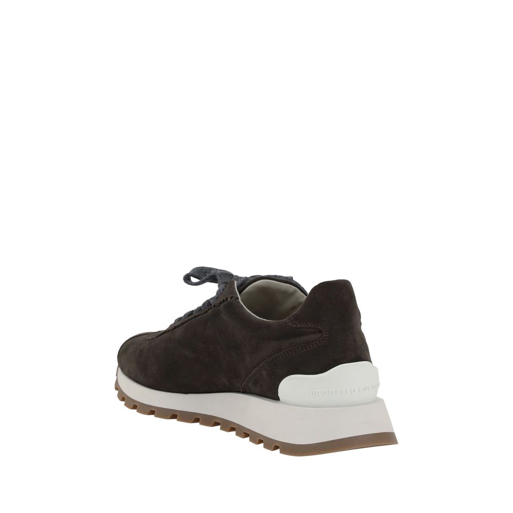 Brunello Cucinelli Black Calf Leather Bos Taurus Platform Sneakers