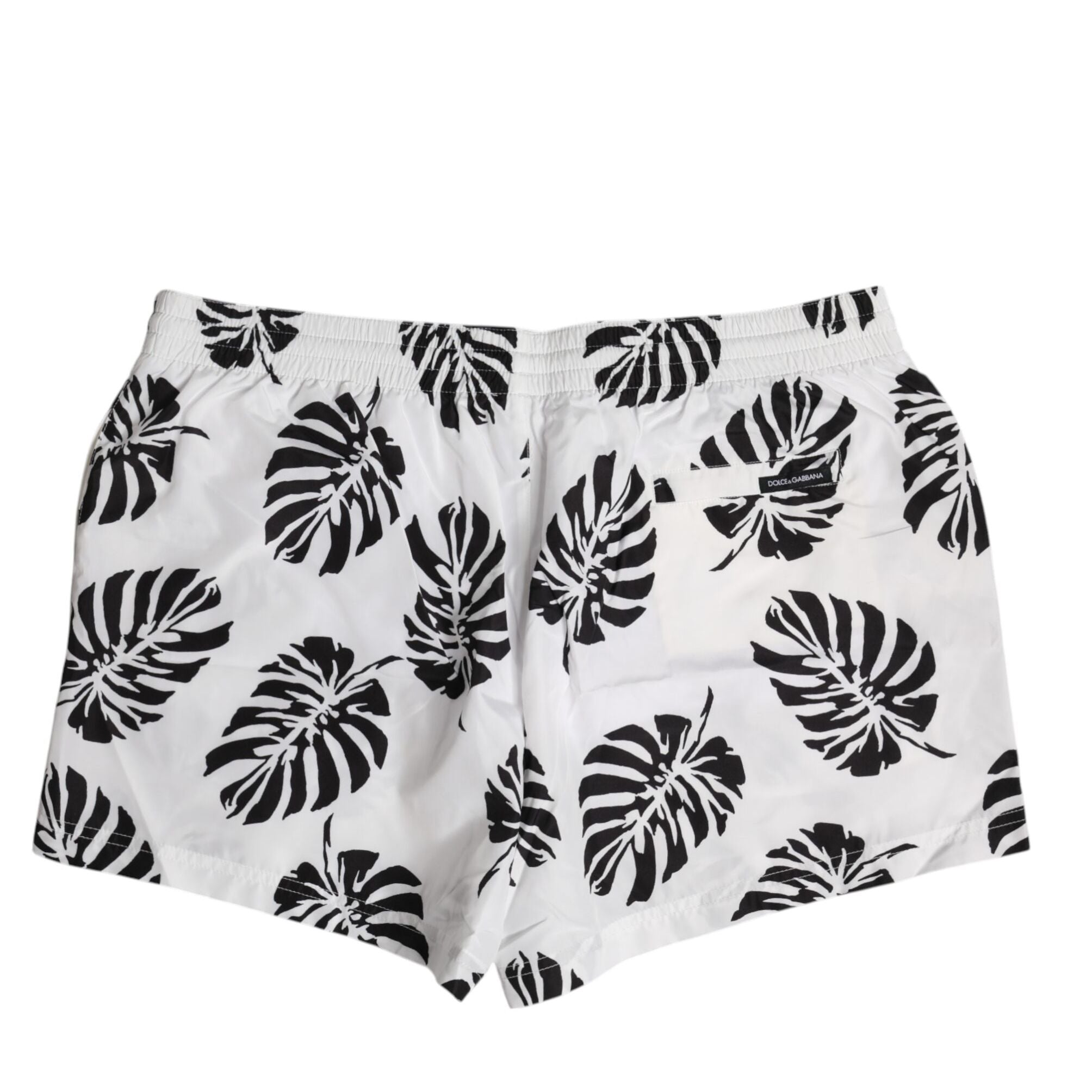 Dolce & Gabbana White Black Print Beachwear Shorts Swimwear