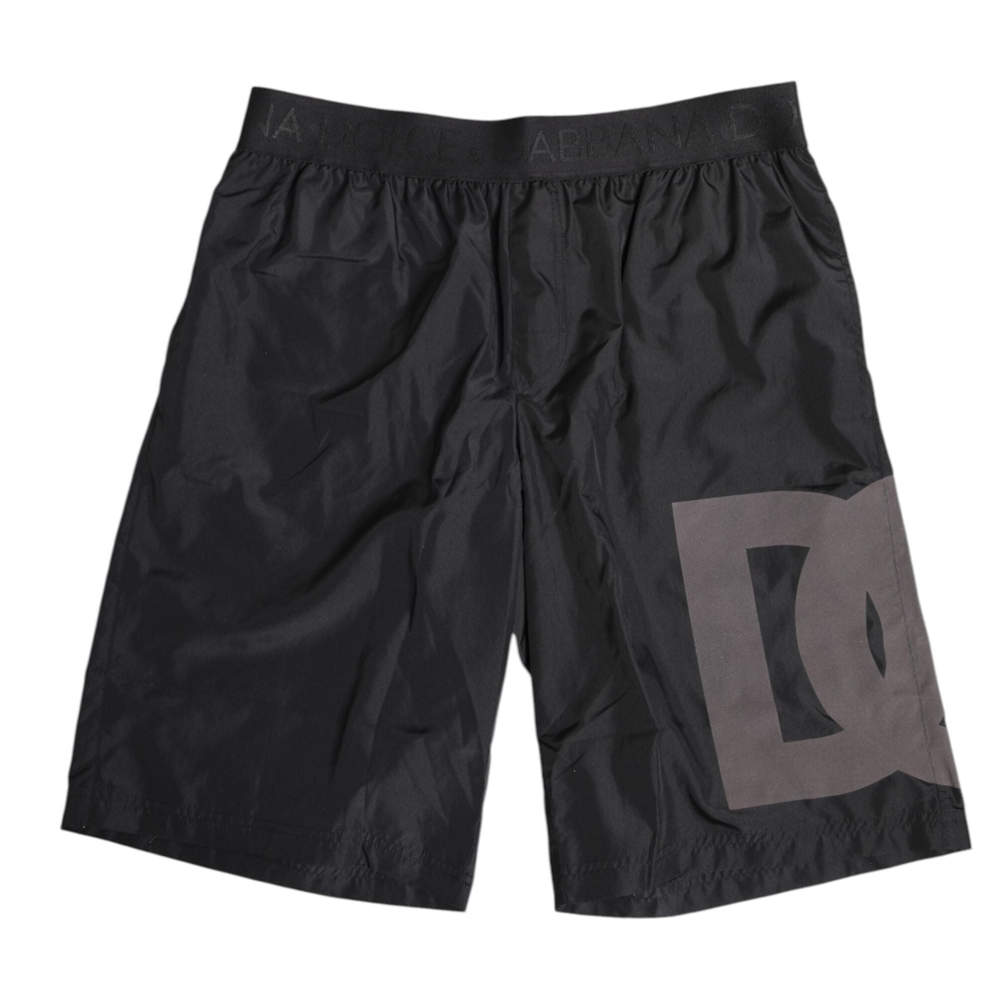Dolce & Gabbana Black Logo Print Beachwear Men Shorts Swimwear