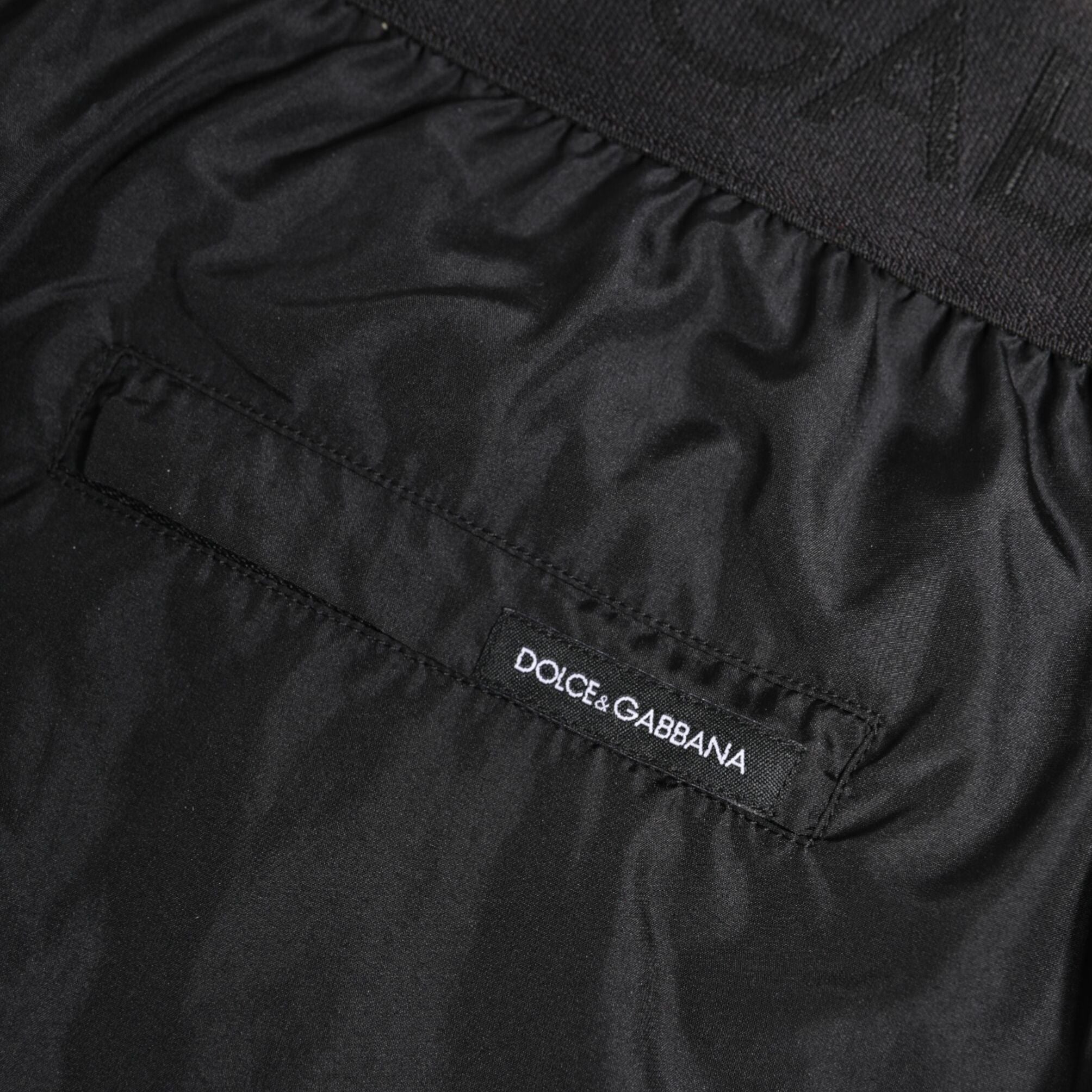 Dolce & Gabbana Black Logo Print Beachwear Men Shorts Swimwear