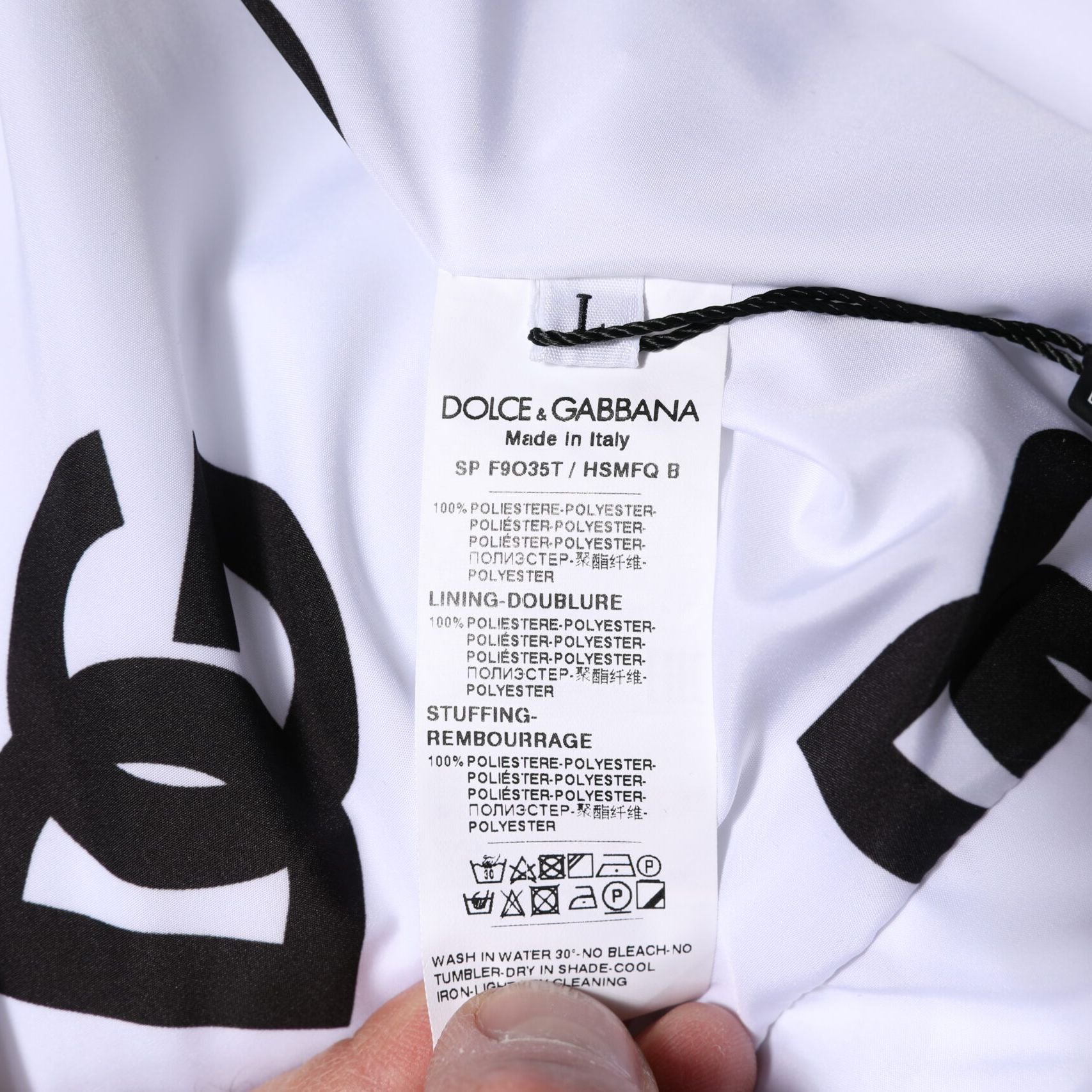 Dolce & Gabbana White Black DG Mania Polyester Puffer Jacket