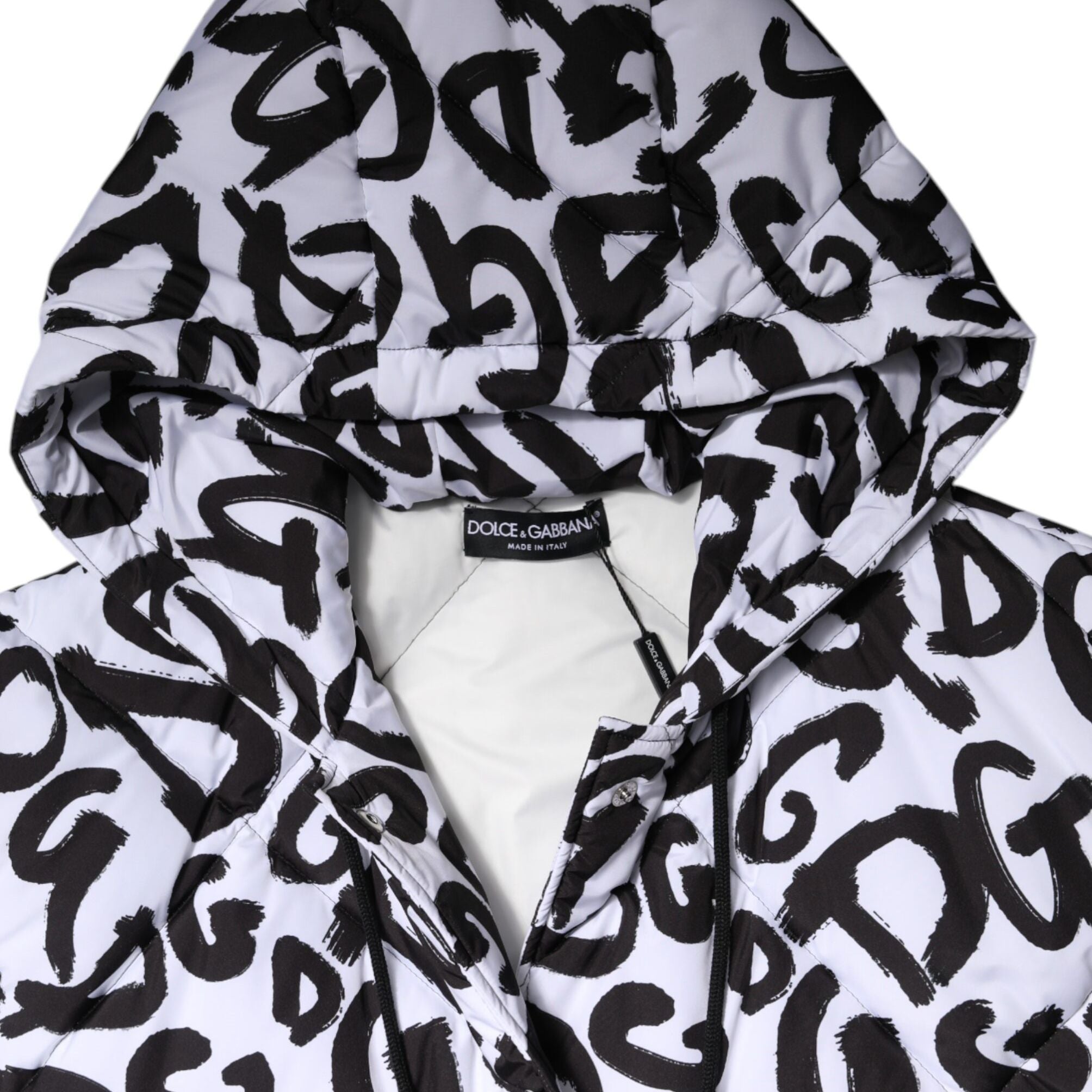 Dolce & Gabbana White DG Mania Hooded Sleeveless Puffer Jacket
