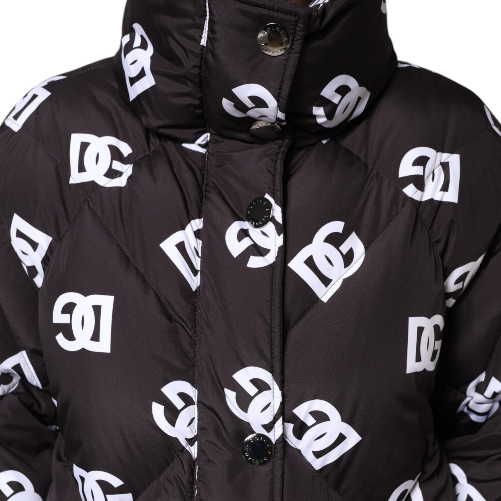 Dolce & Gabbana Black DG Mania Puffer Quilted Long Coat Jacket