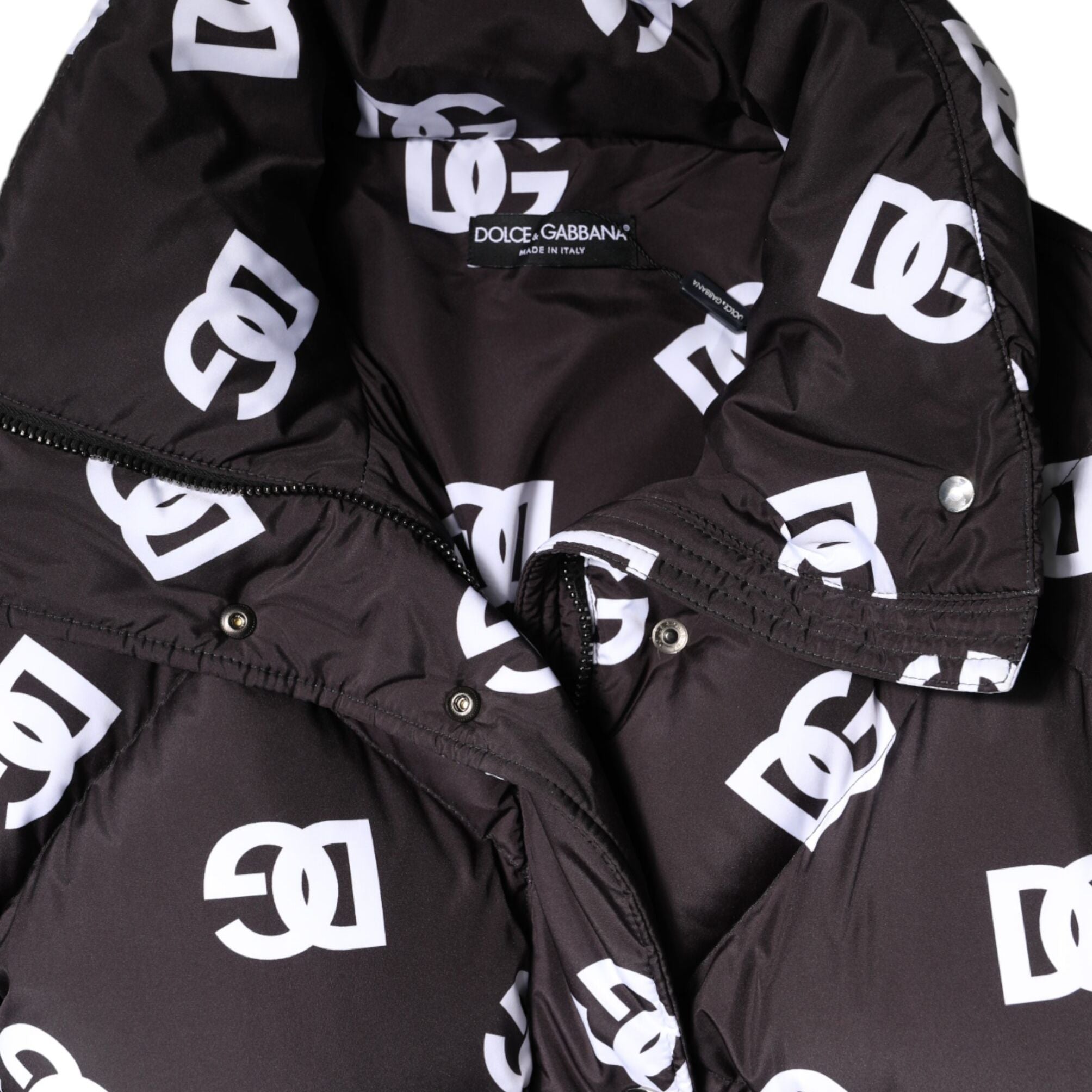 Dolce & Gabbana Black DG Mania Puffer Quilted Long Coat Jacket
