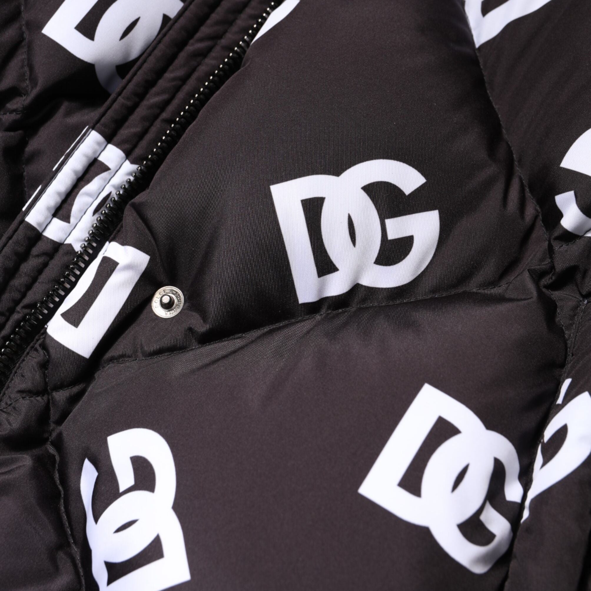 Dolce & Gabbana Black DG Mania Puffer Quilted Long Coat Jacket