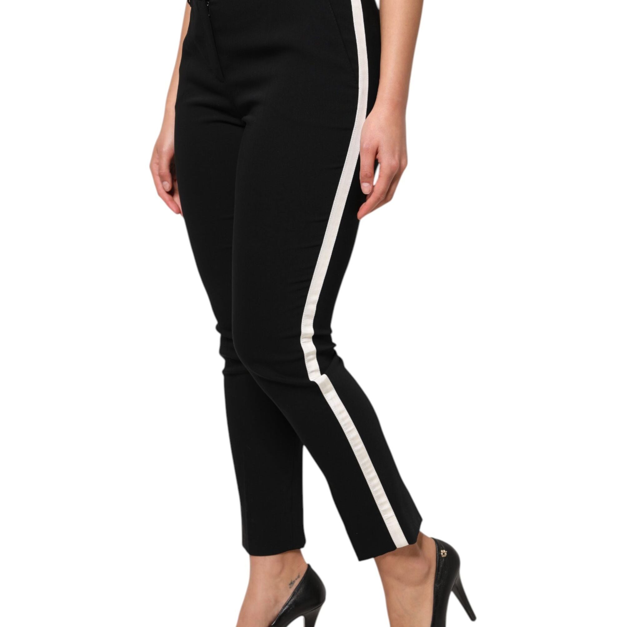 Dolce & Gabbana Black Wool High Waist Tapered Pants