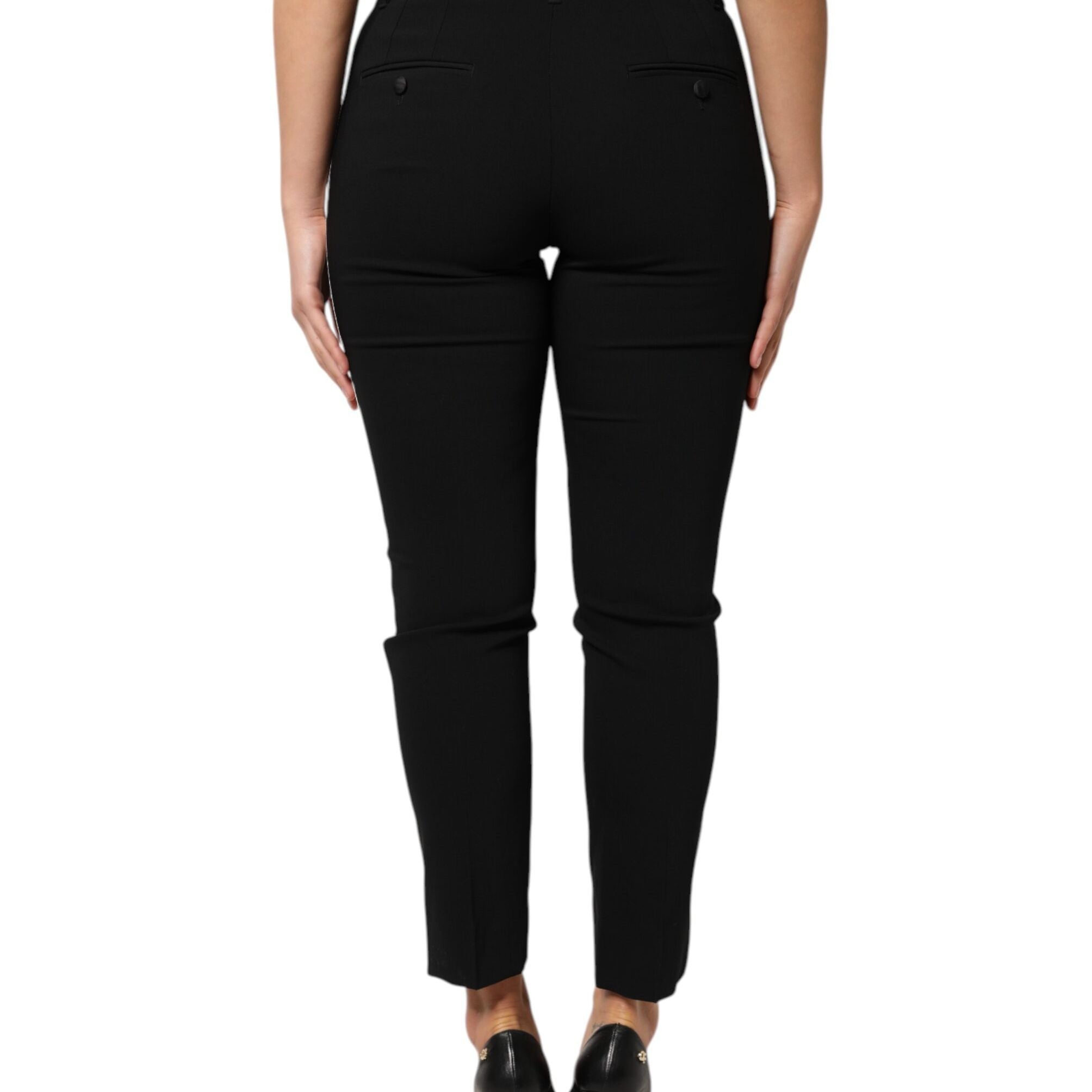 Dolce & Gabbana Black Wool High Waist Tapered Pants