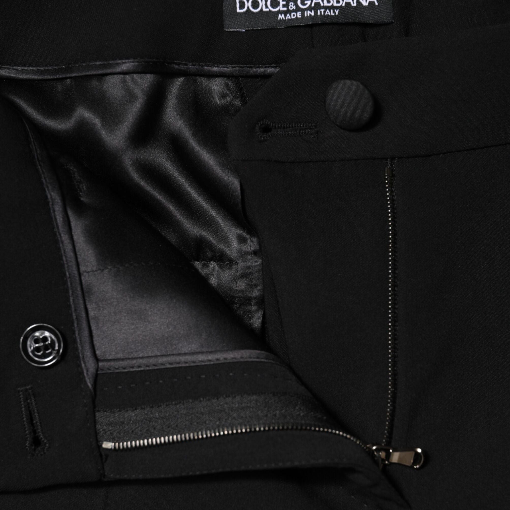 Dolce & Gabbana Black Wool High Waist Tapered Pants