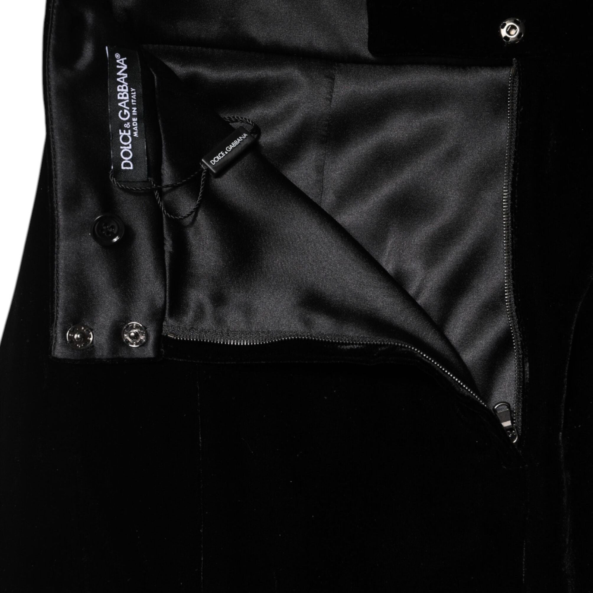 Dolce & Gabbana Black High Waist Fit Flared Midi Skirt