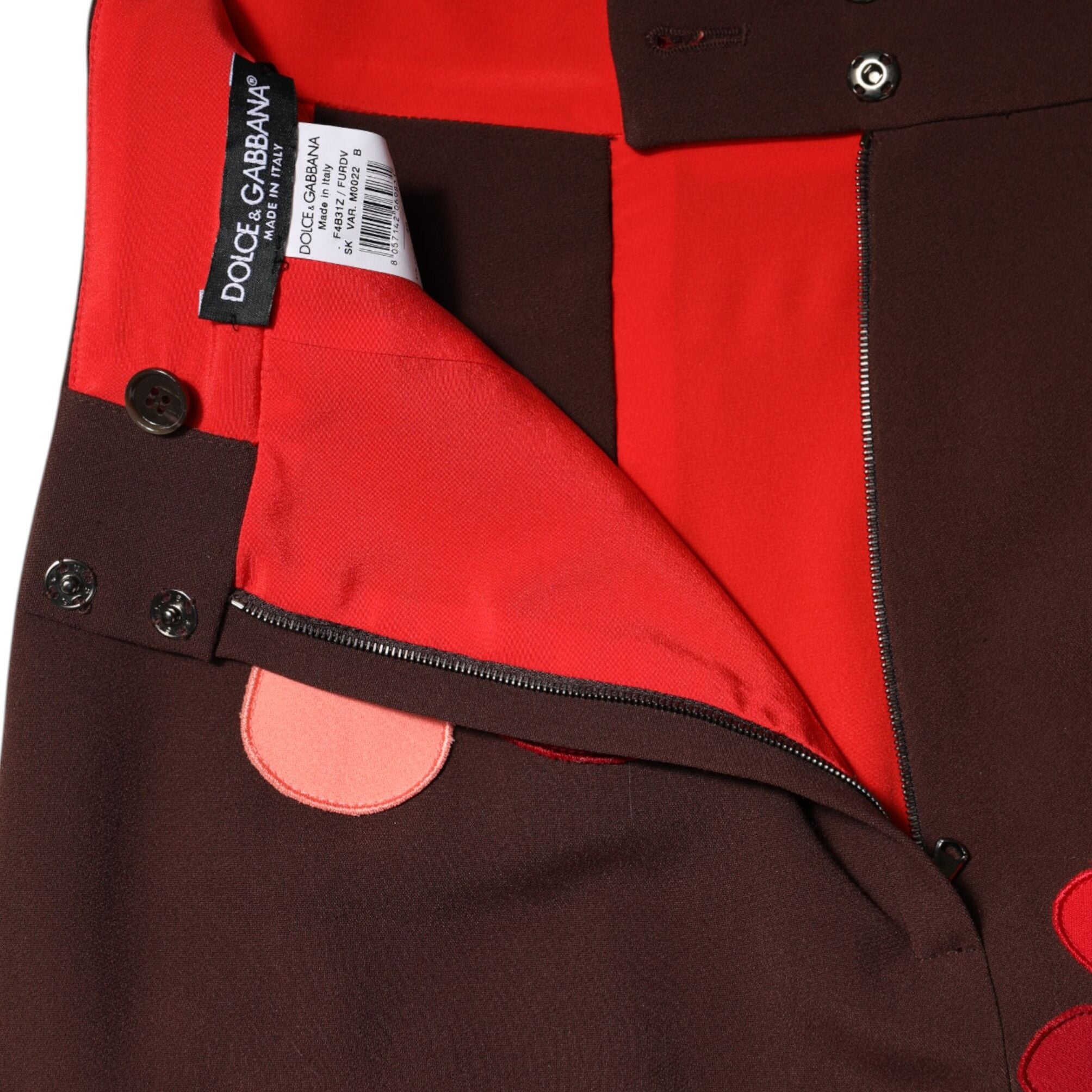 Dolce & Gabbana Brown Floral High Waist Side Slit Skirt