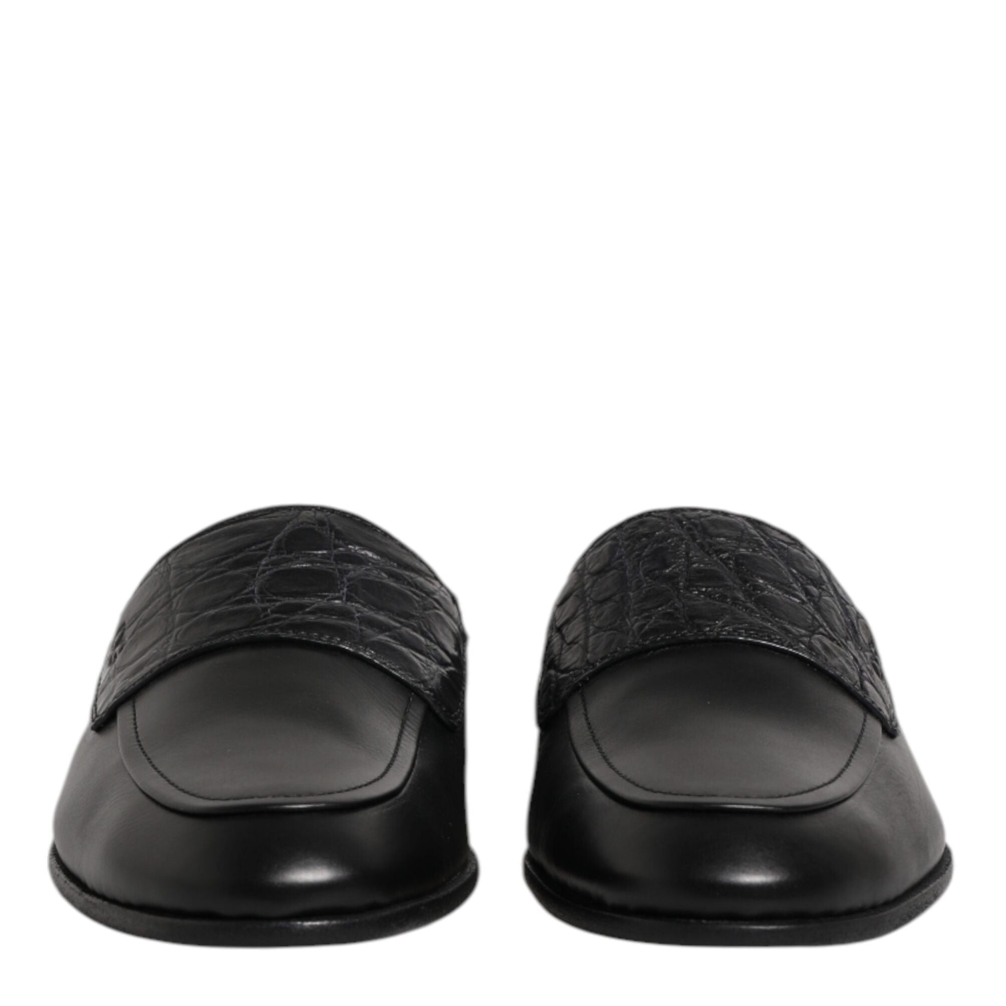 Dolce & Gabbana Black Calfskin Leather Slip On Loafers Shoes