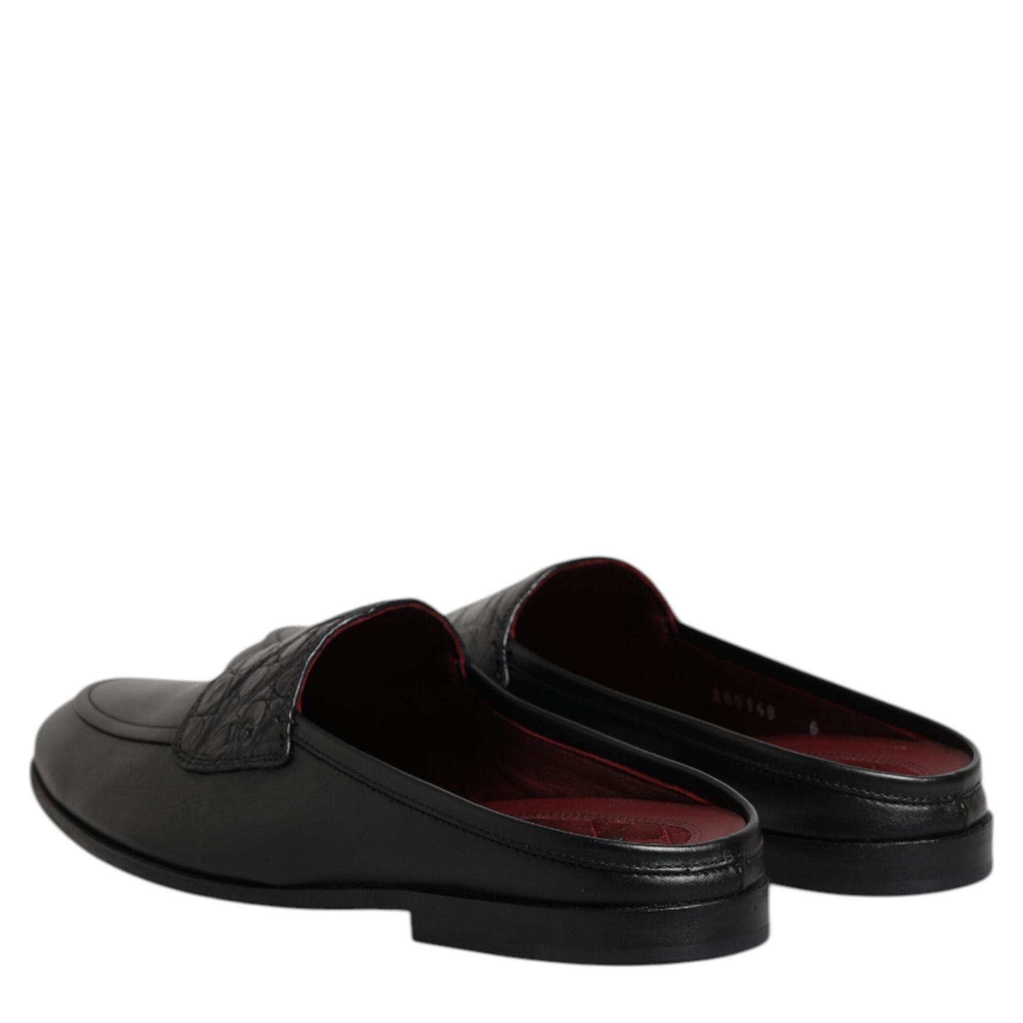 Dolce & Gabbana Black Calfskin Leather Slip On Loafers Shoes
