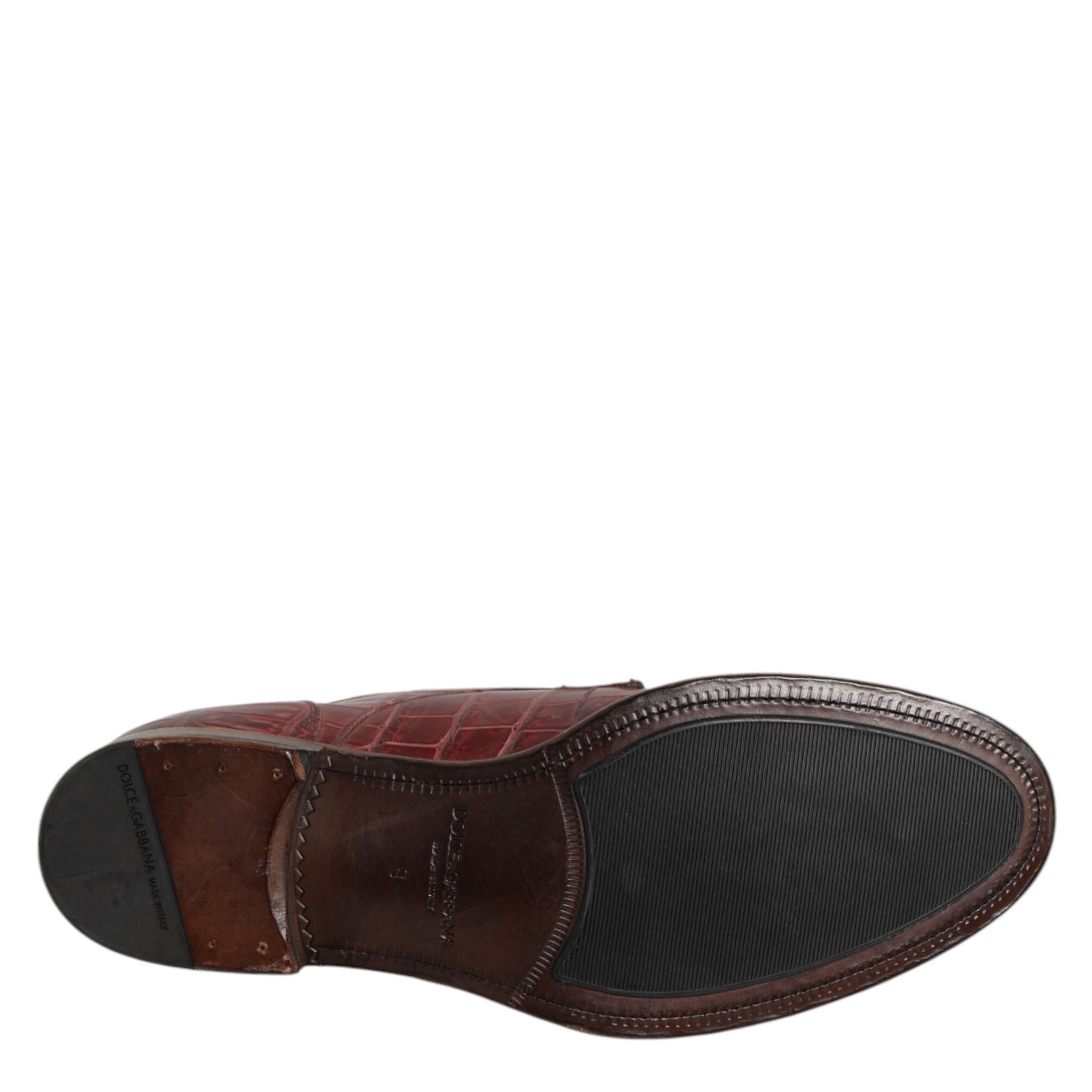 Dolce & Gabbana Burgundy Leather Lace Up Derby Dress Shoes