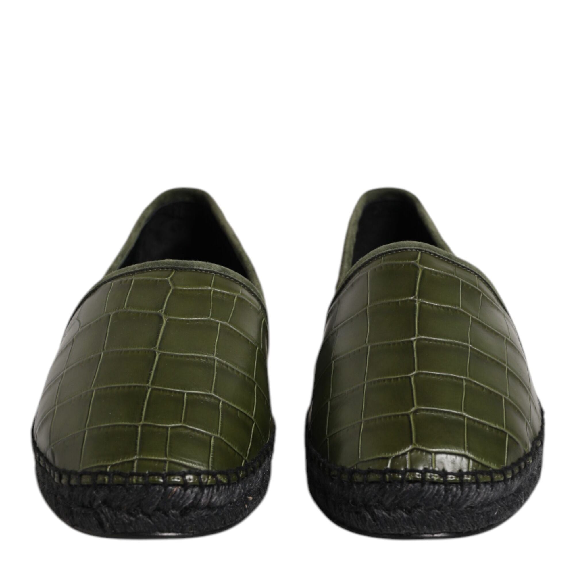 Dolce & Gabbana Green Exotic Leather Espadrilles Slip On Shoes