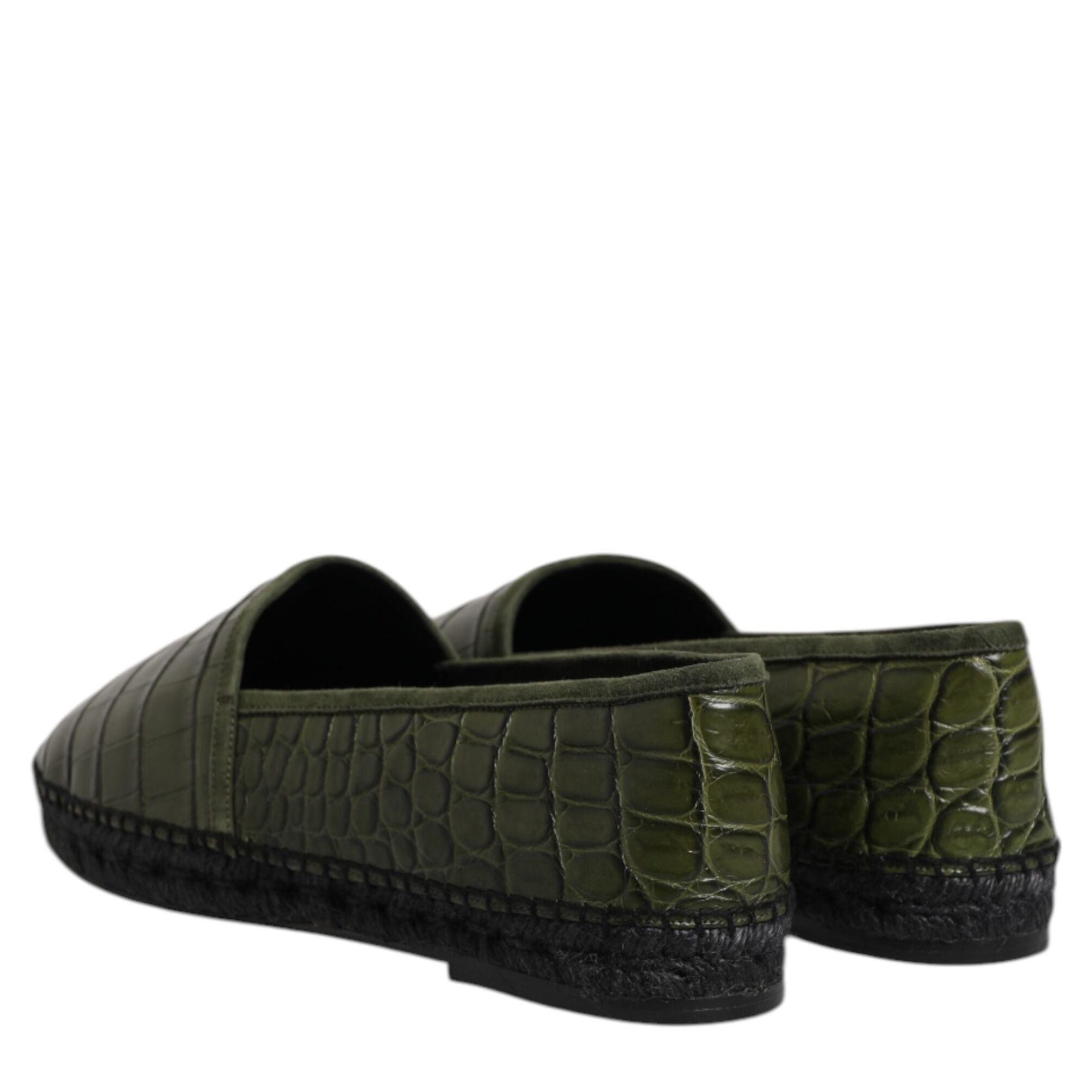 Dolce & Gabbana Green Exotic Leather Espadrilles Slip On Shoes
