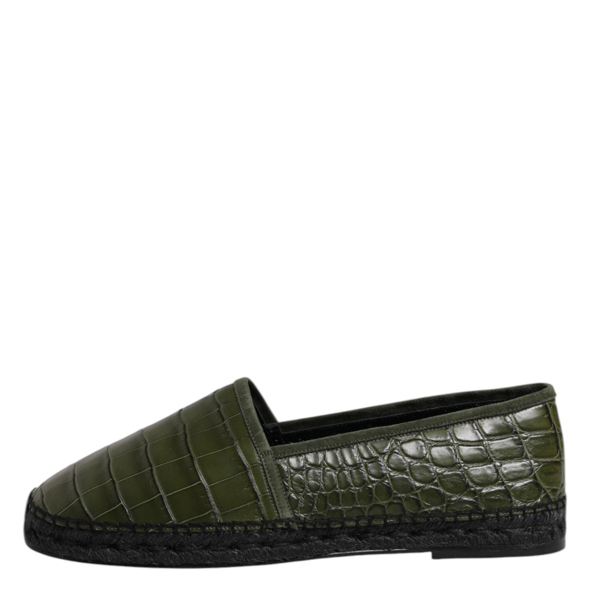 Dolce & Gabbana Green Exotic Leather Espadrilles Slip On Shoes