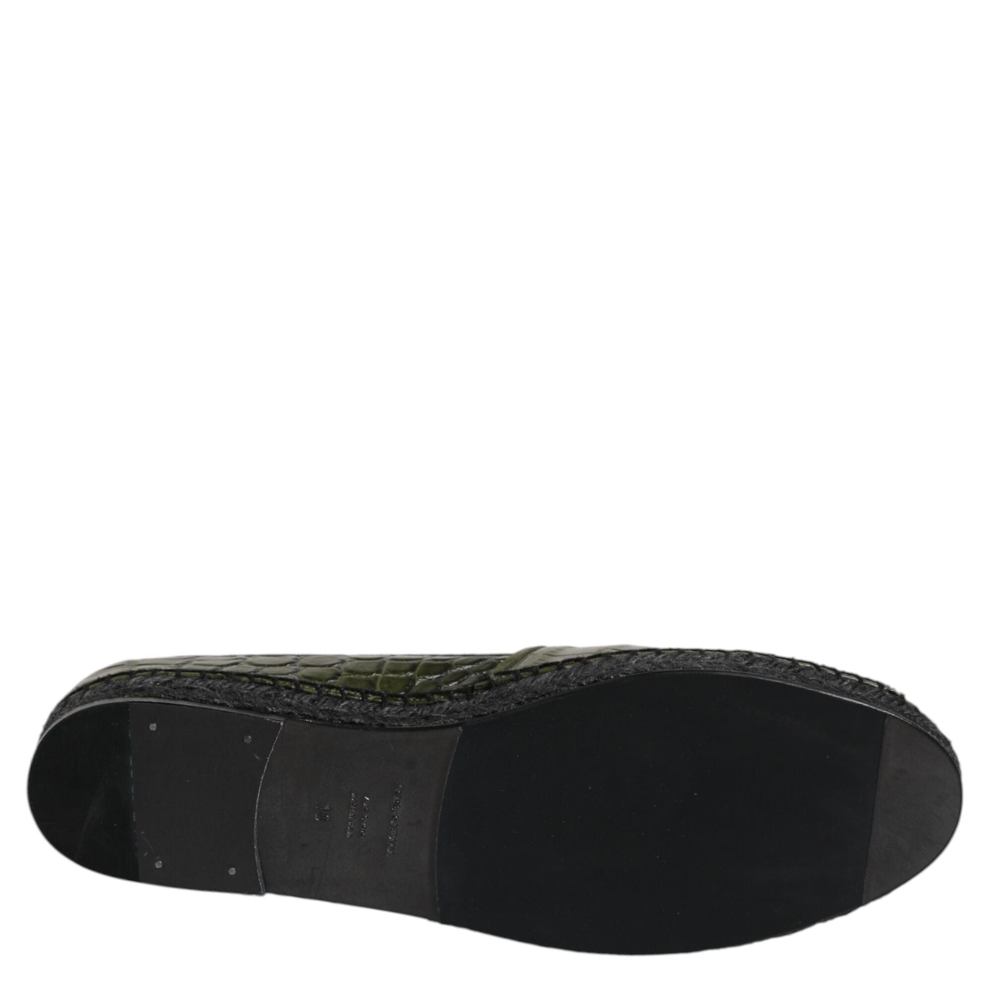 Dolce & Gabbana Green Exotic Leather Espadrilles Slip On Shoes