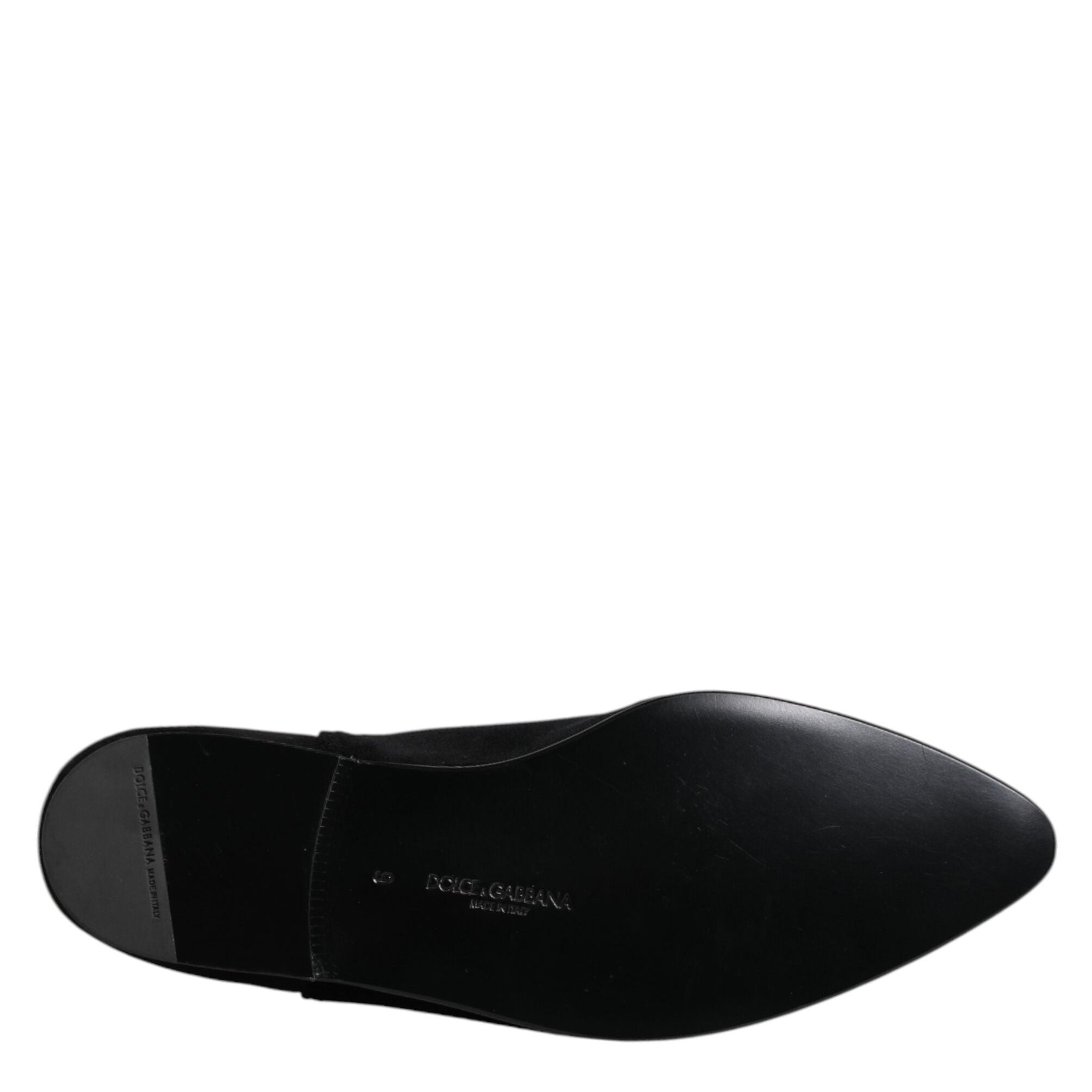 Dolce & Gabbana Black Velvet Embellished Loafer Slip On Shoes
