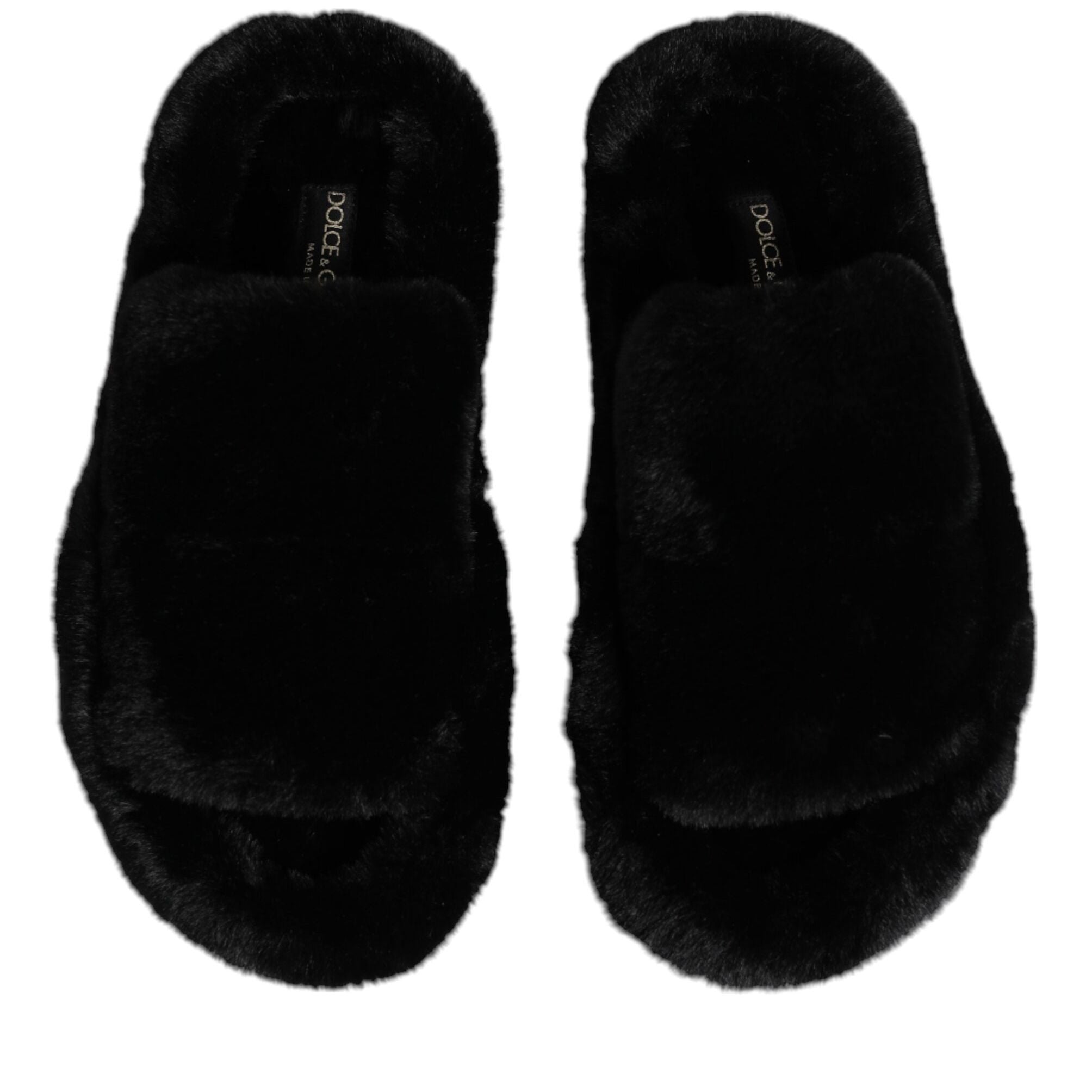 Dolce & Gabbana Black Polyester Velvet Slides Slipper Shoes