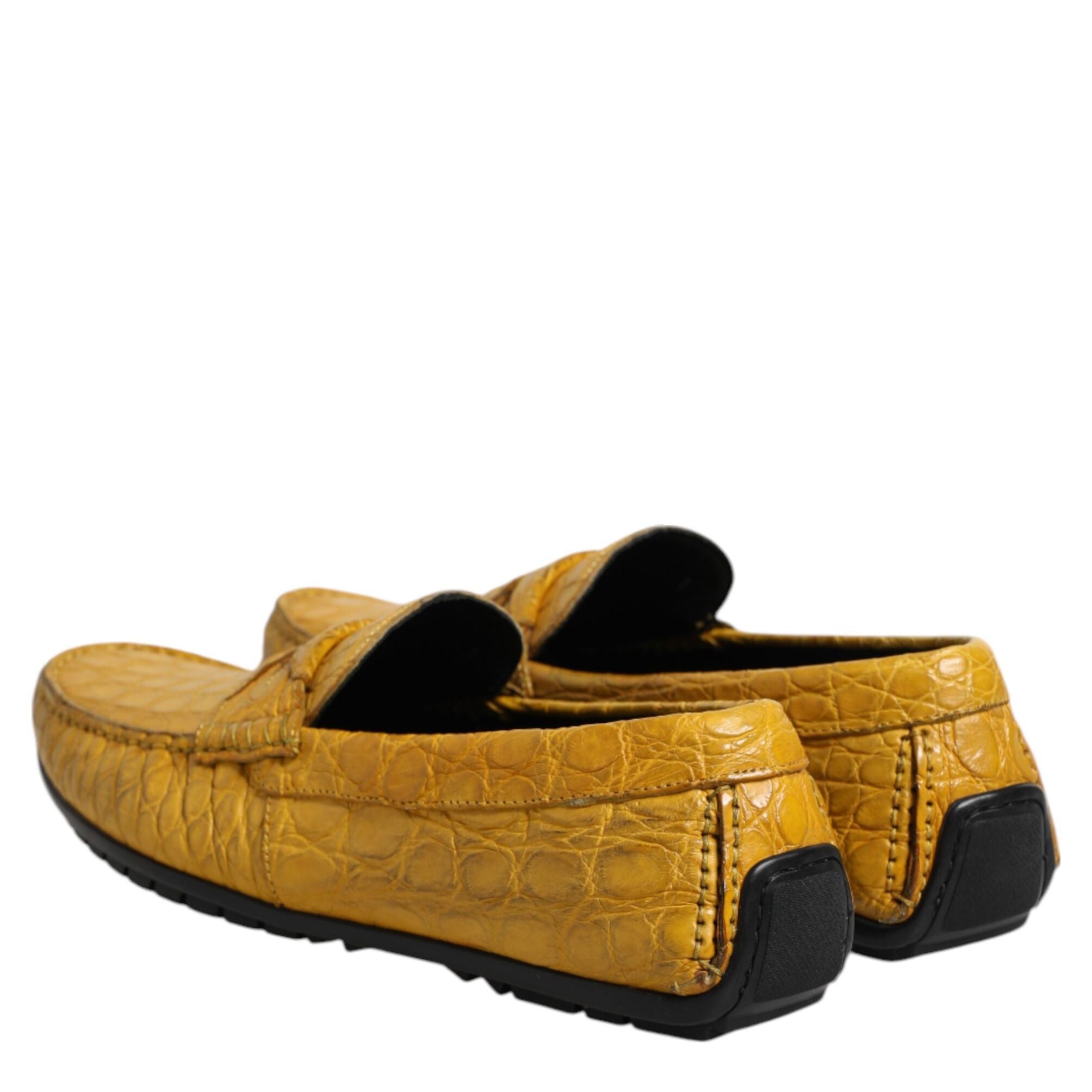 Dolce & Gabbana Yellow Exotic Leather Loafers Slip On Shoes