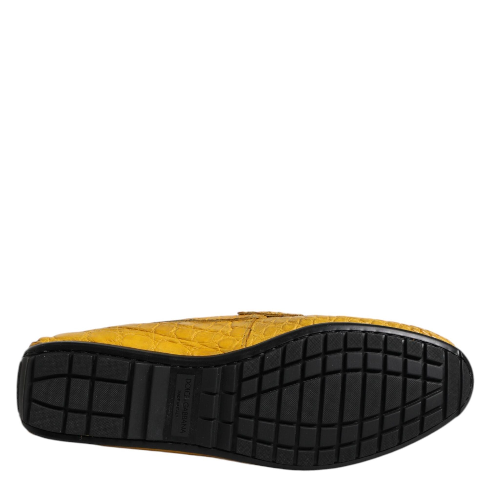 Dolce & Gabbana Yellow Exotic Leather Loafers Slip On Shoes