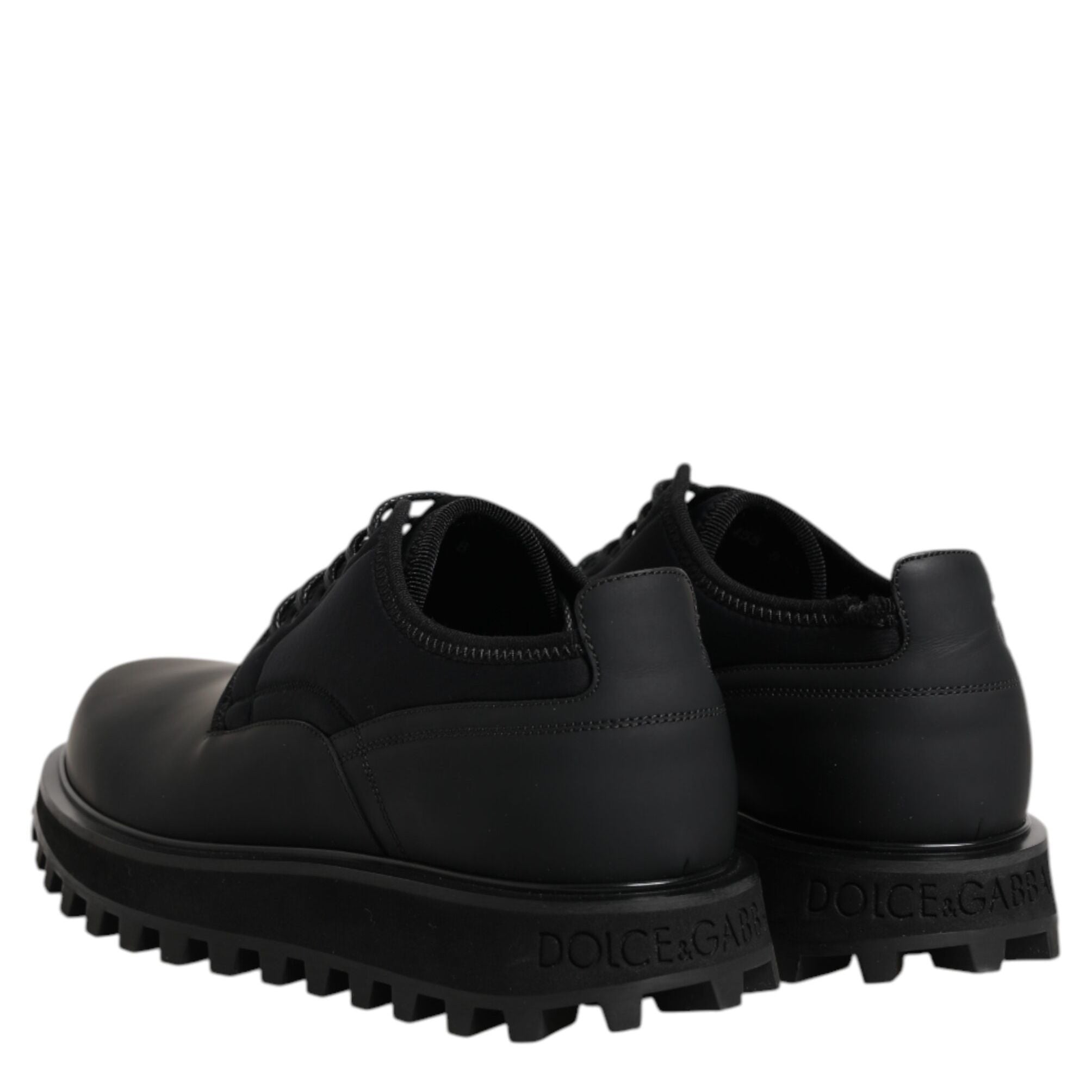 Dolce & Gabbana Black Leather Lace Up Trekking Dress Shoes
