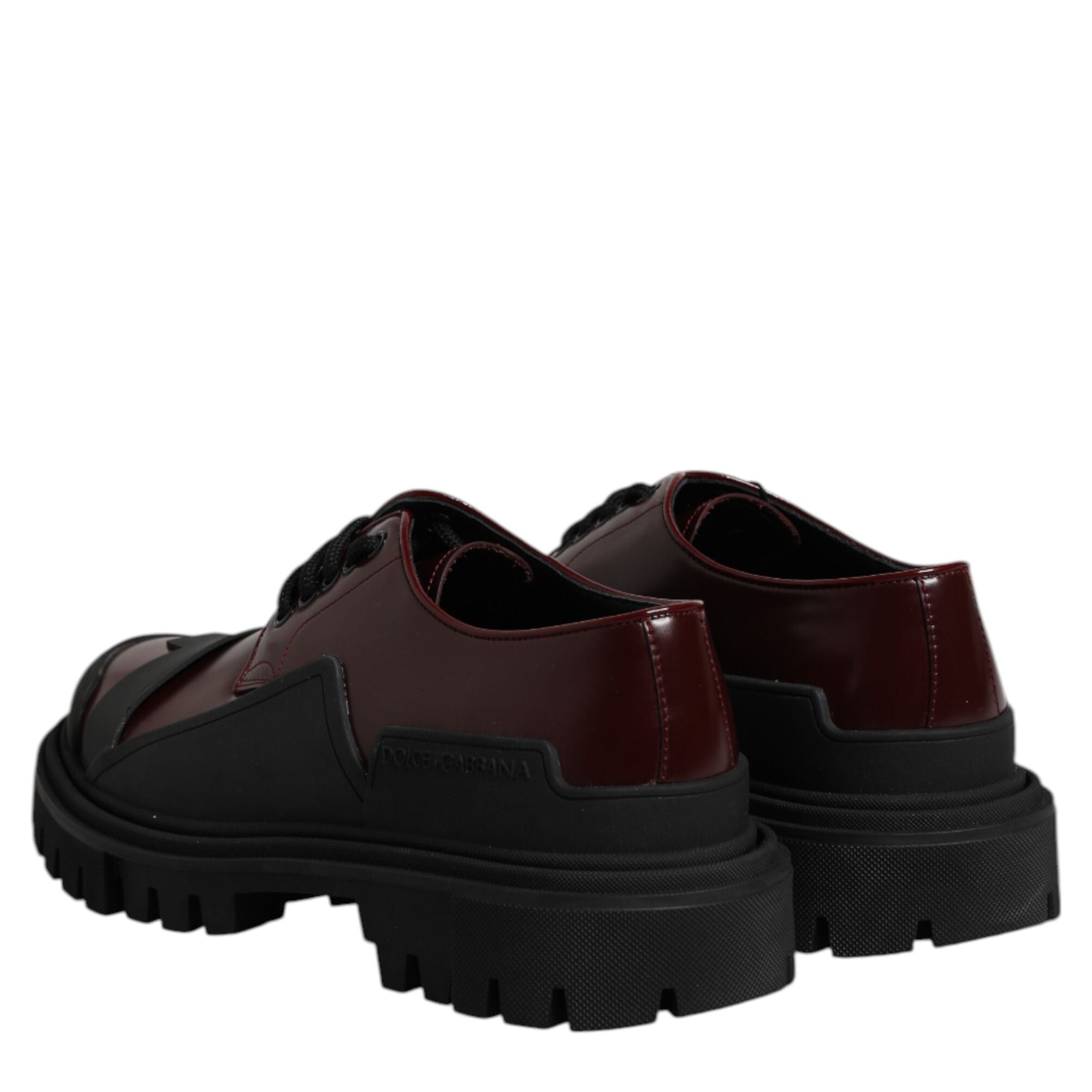 Dolce & Gabbana Red Leather Lace Up Trekking Dress Shoes