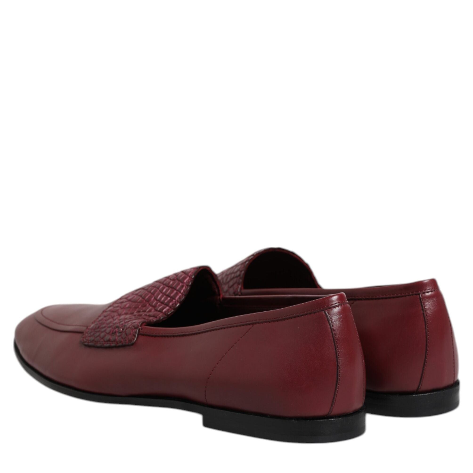 Dolce & Gabbana Burgundy Calfskin Leather Formal Slip On Shoes