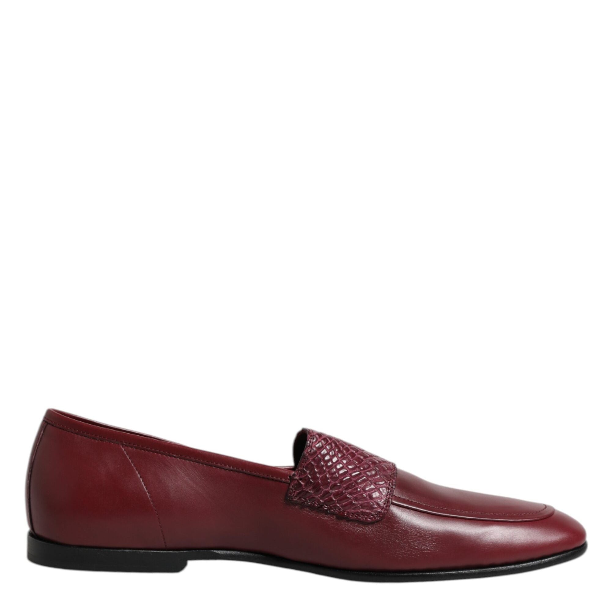 Dolce & Gabbana Burgundy Calfskin Leather Formal Slip On Shoes