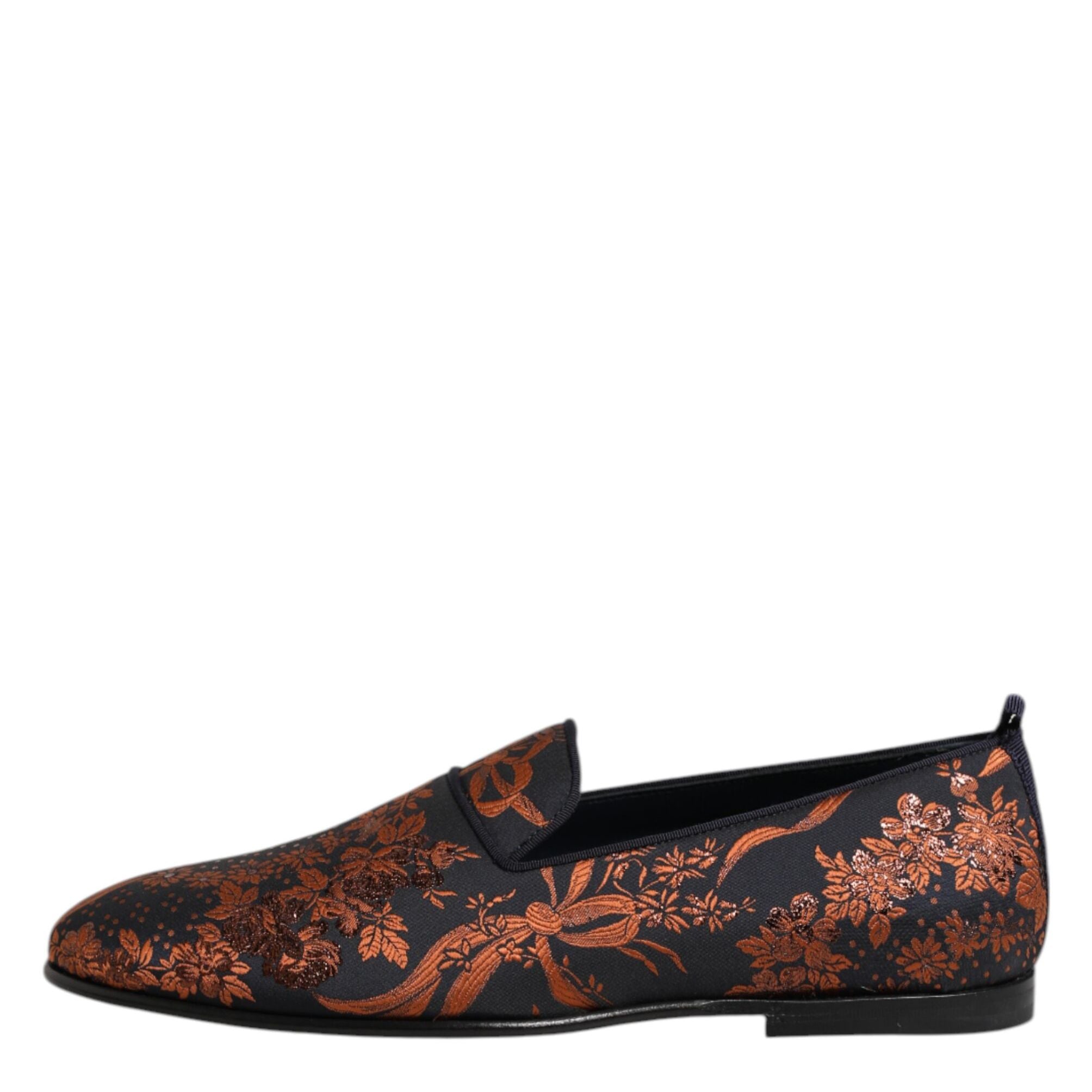 Dolce & Gabbana Black Jacquard Polyester Slip On Loafers Shoes
