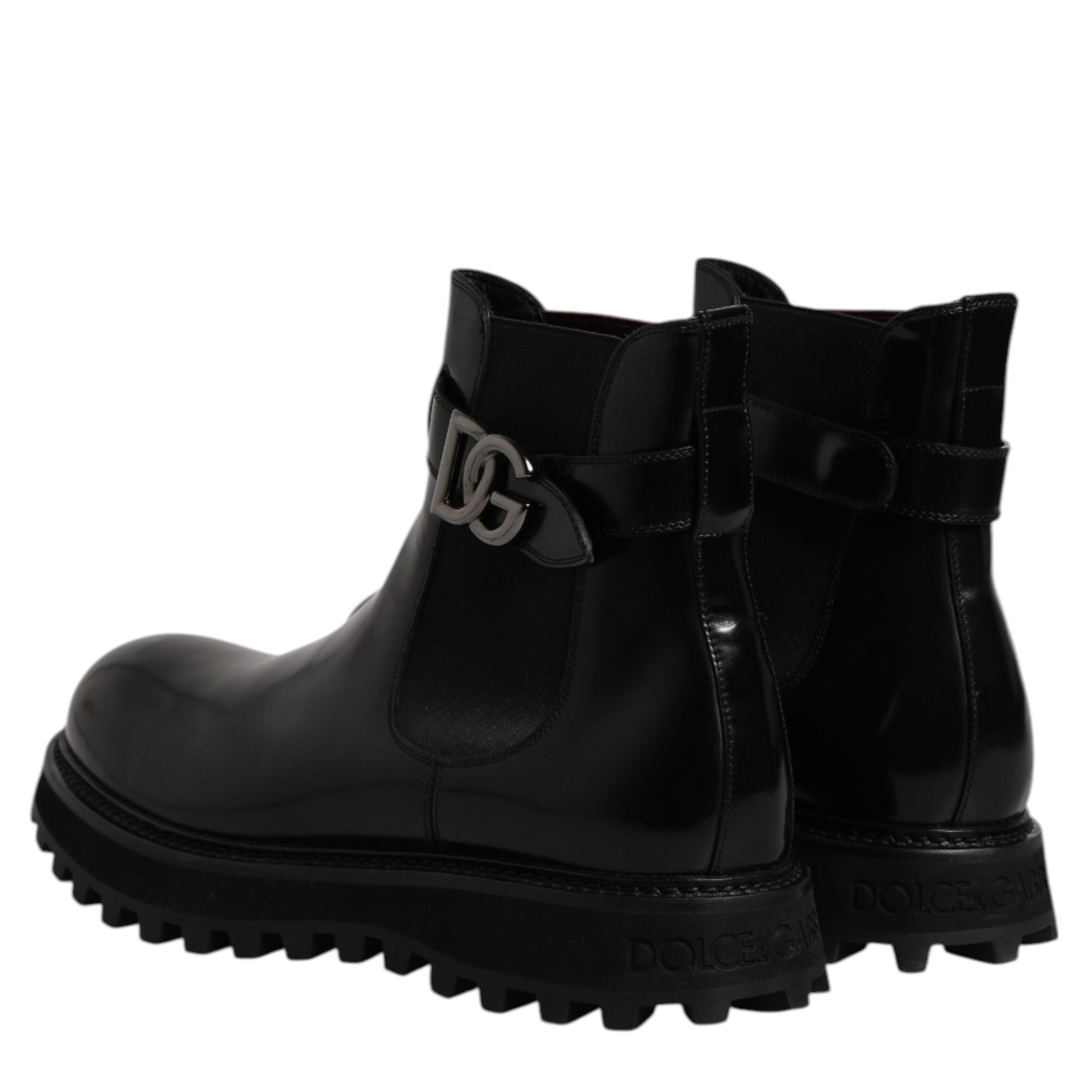 Dolce & Gabbana Black Belted DG Logo Men Chelsea Boots Shoes