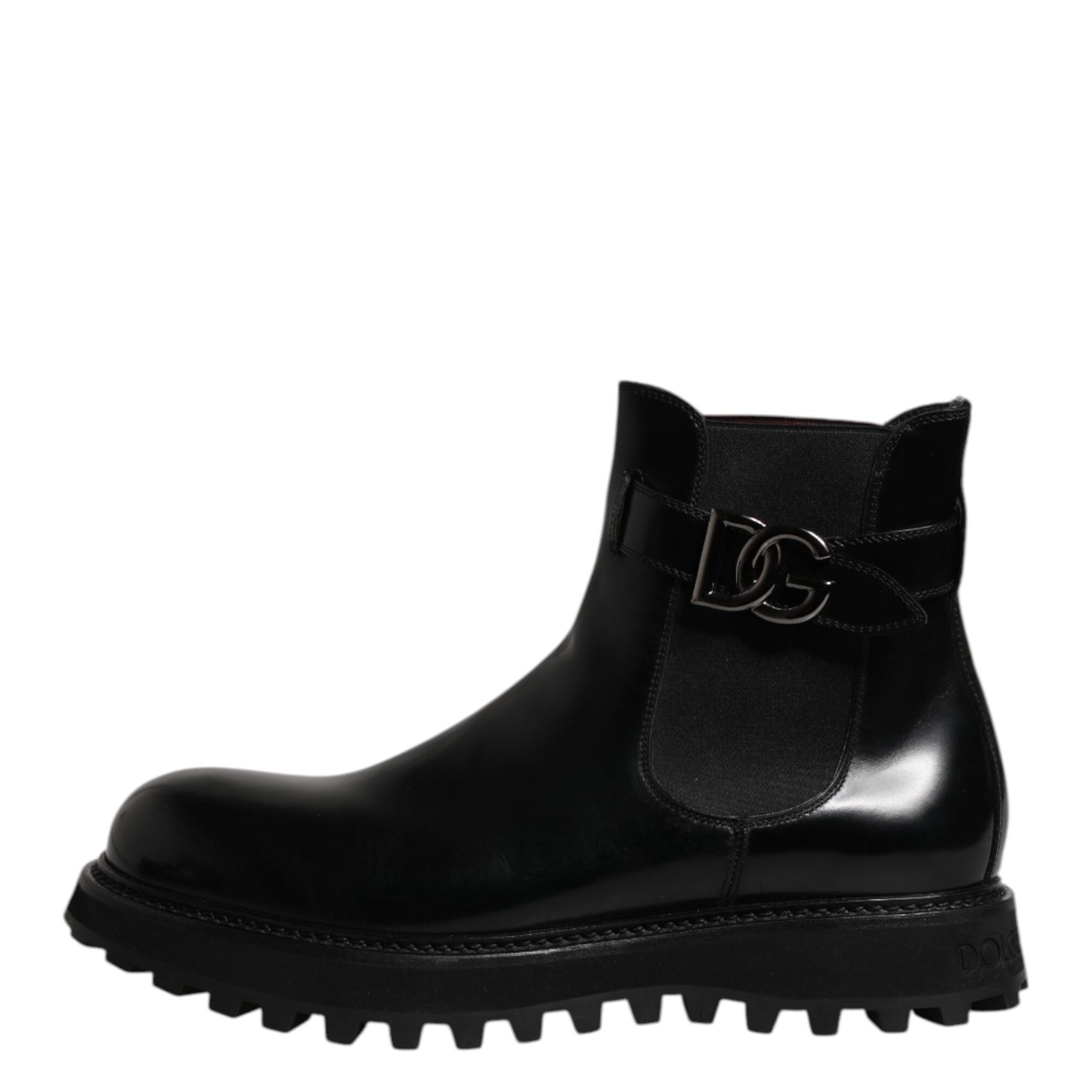 Dolce & Gabbana Black Belted DG Logo Men Chelsea Boots Shoes
