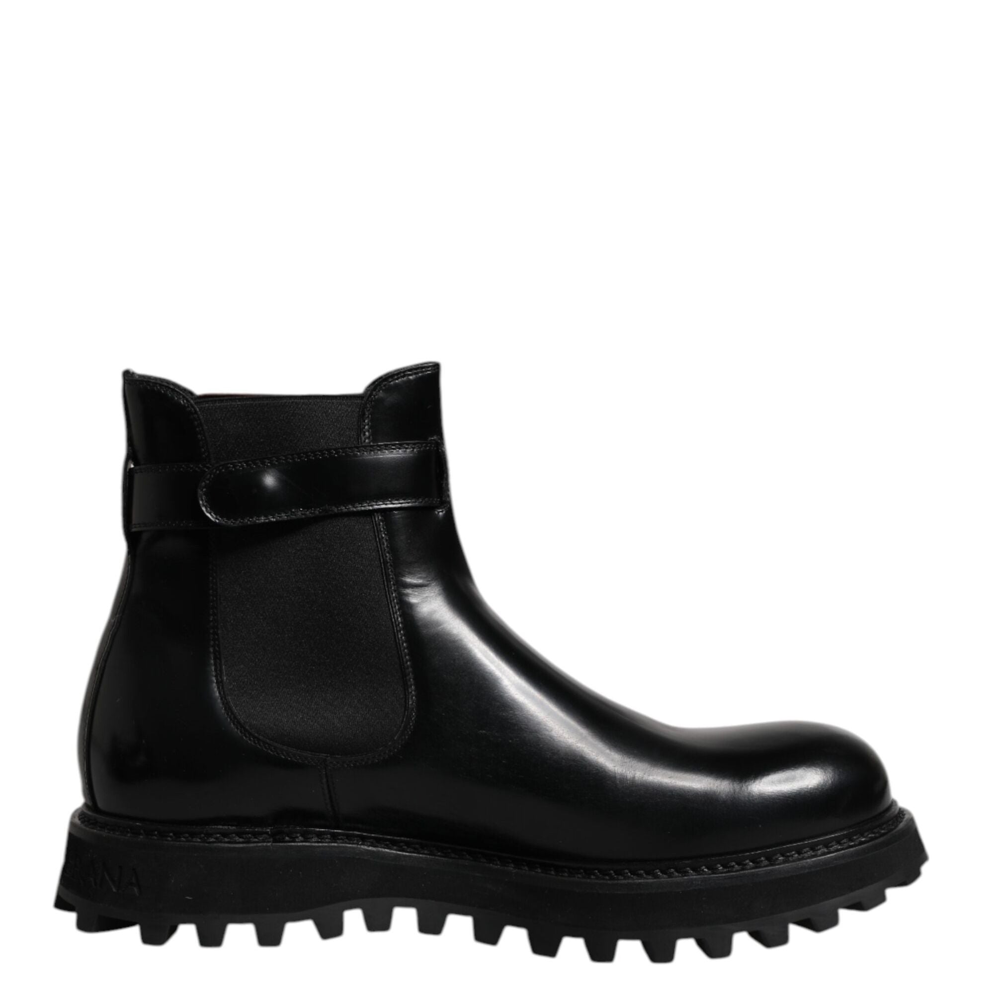 Dolce & Gabbana Black Belted DG Logo Men Chelsea Boots Shoes