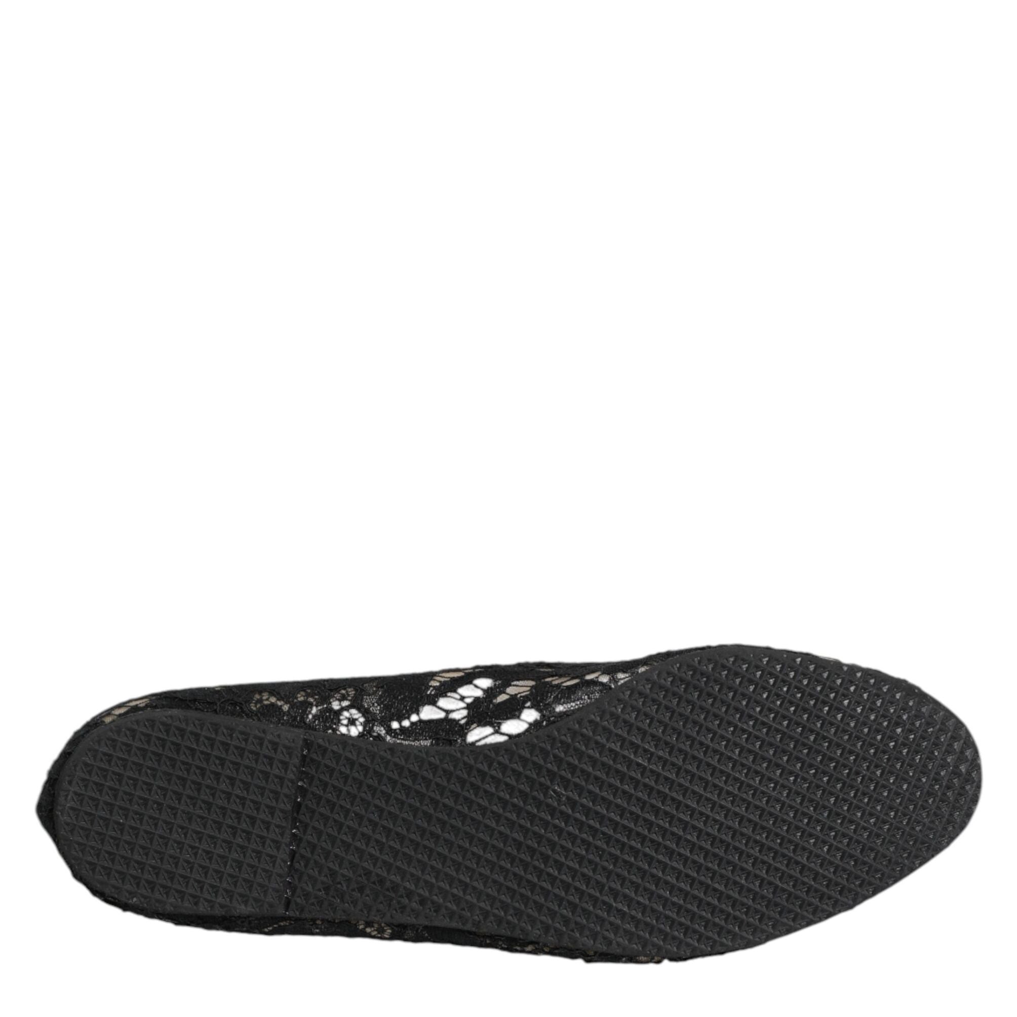 Dolce & Gabbana Black Taormina Lace Slip On Flats Shoes